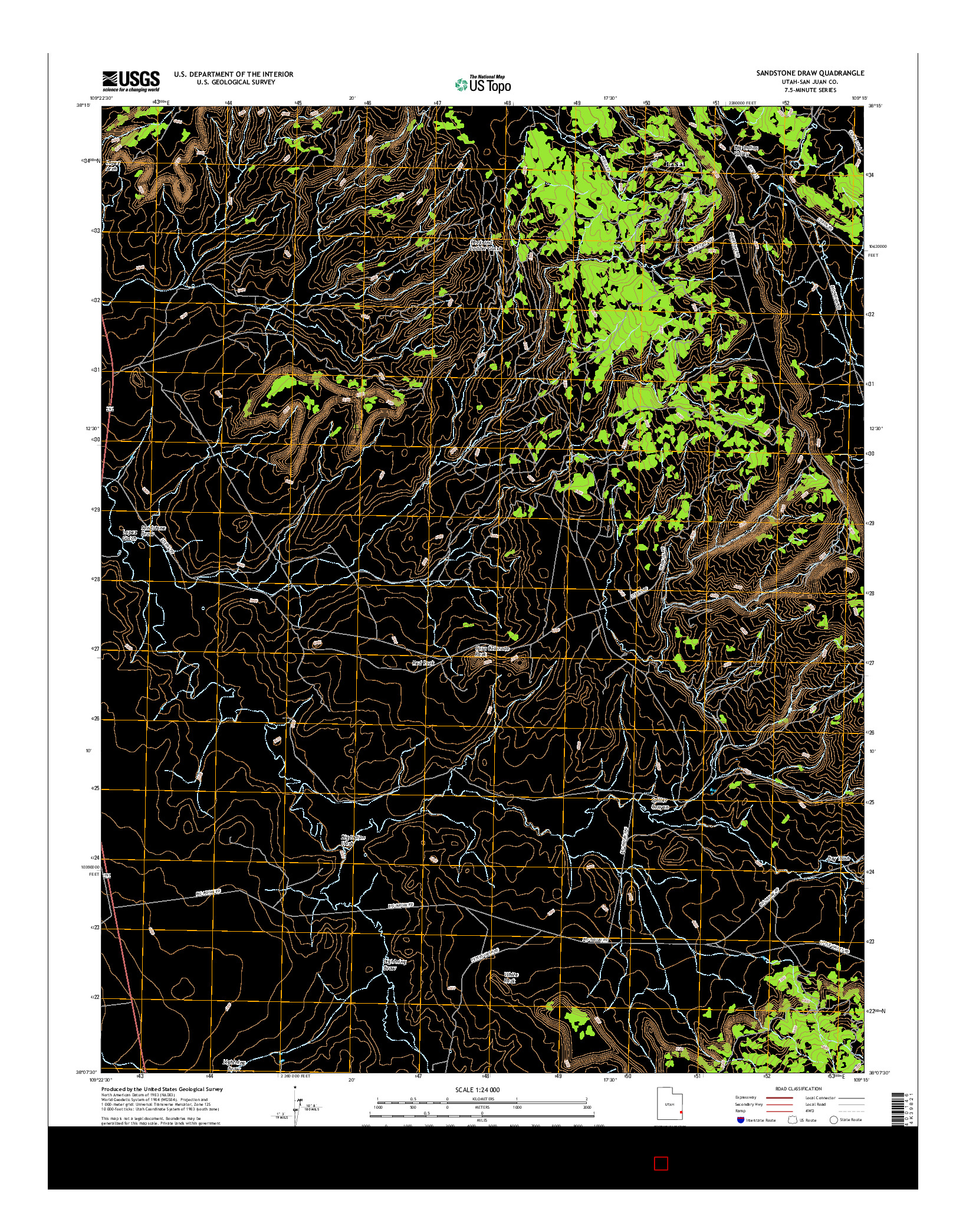 USGS US TOPO 7.5-MINUTE MAP FOR SANDSTONE DRAW, UT 2017