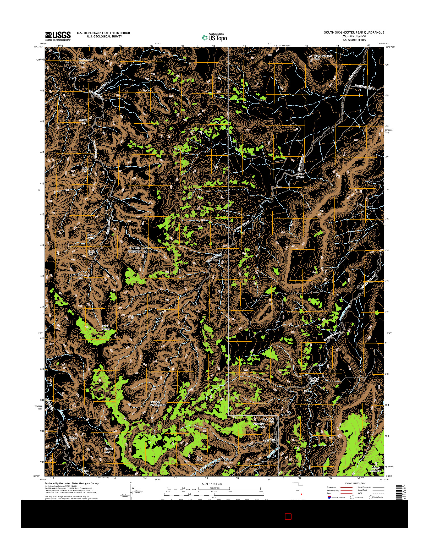 USGS US TOPO 7.5-MINUTE MAP FOR SOUTH SIX-SHOOTER PEAK, UT 2017