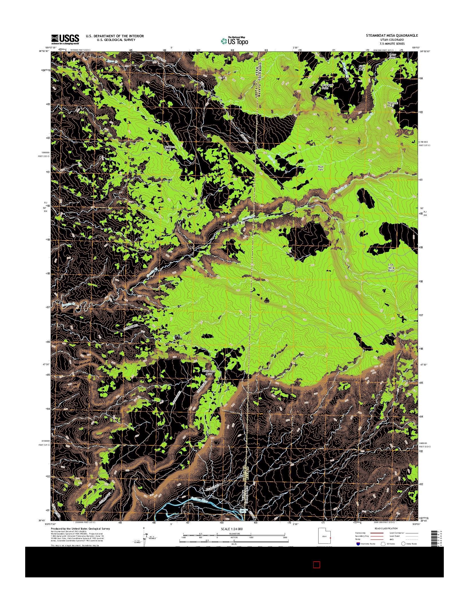 USGS US TOPO 7.5-MINUTE MAP FOR STEAMBOAT MESA, UT-CO 2017