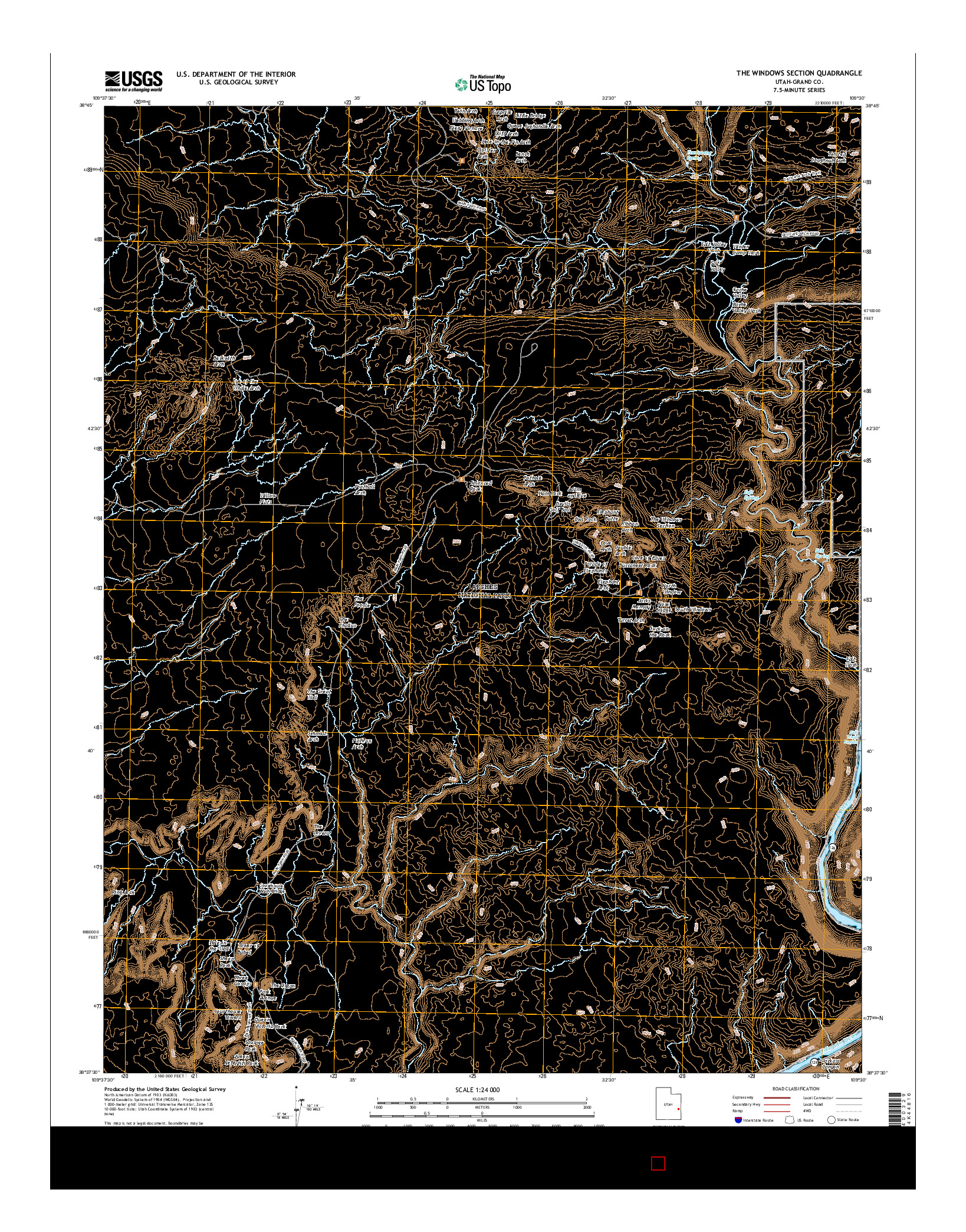 USGS US TOPO 7.5-MINUTE MAP FOR THE WINDOWS SECTION, UT 2017