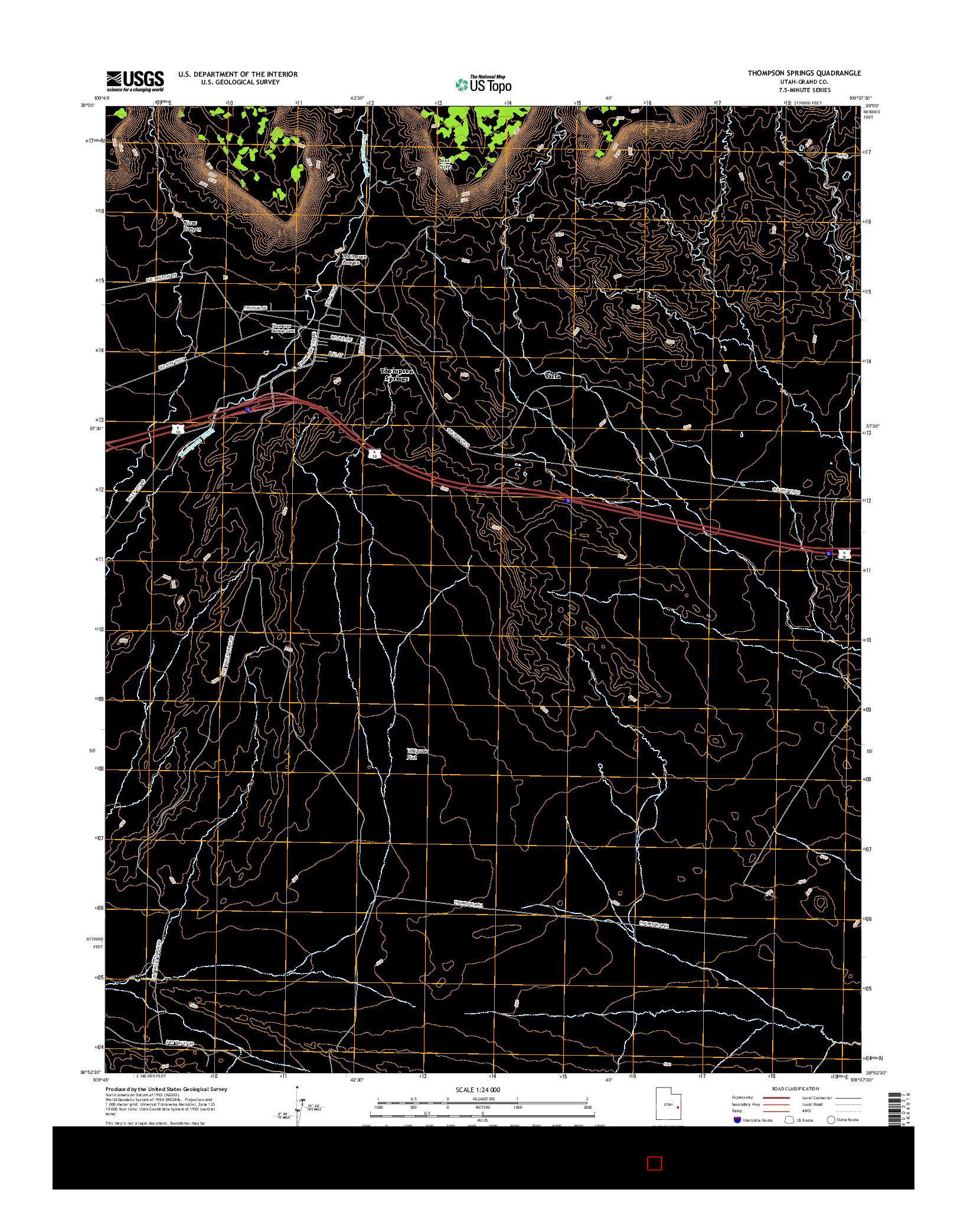 USGS US TOPO 7.5-MINUTE MAP FOR THOMPSON SPRINGS, UT 2017