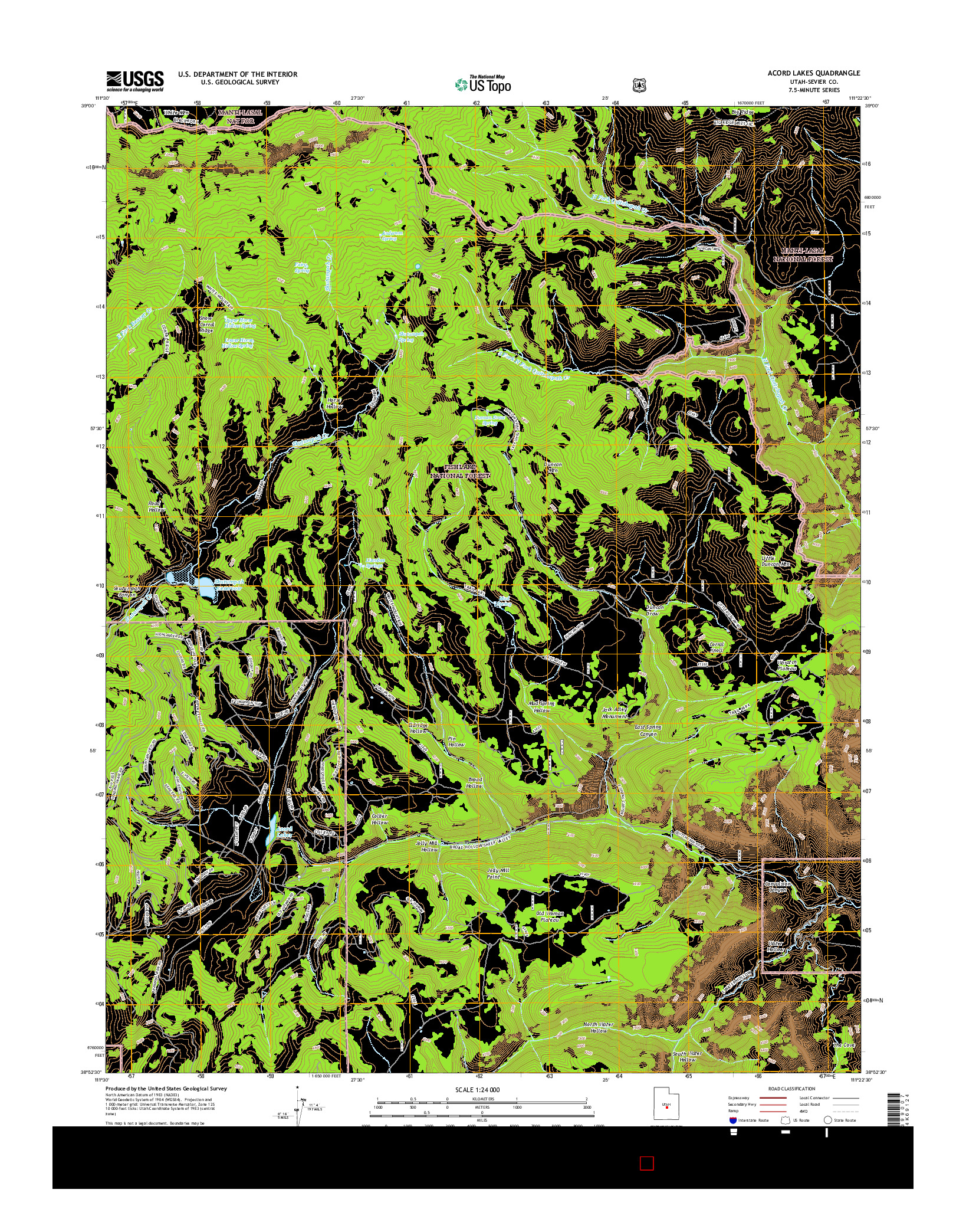 USGS US TOPO 7.5-MINUTE MAP FOR ACORD LAKES, UT 2017