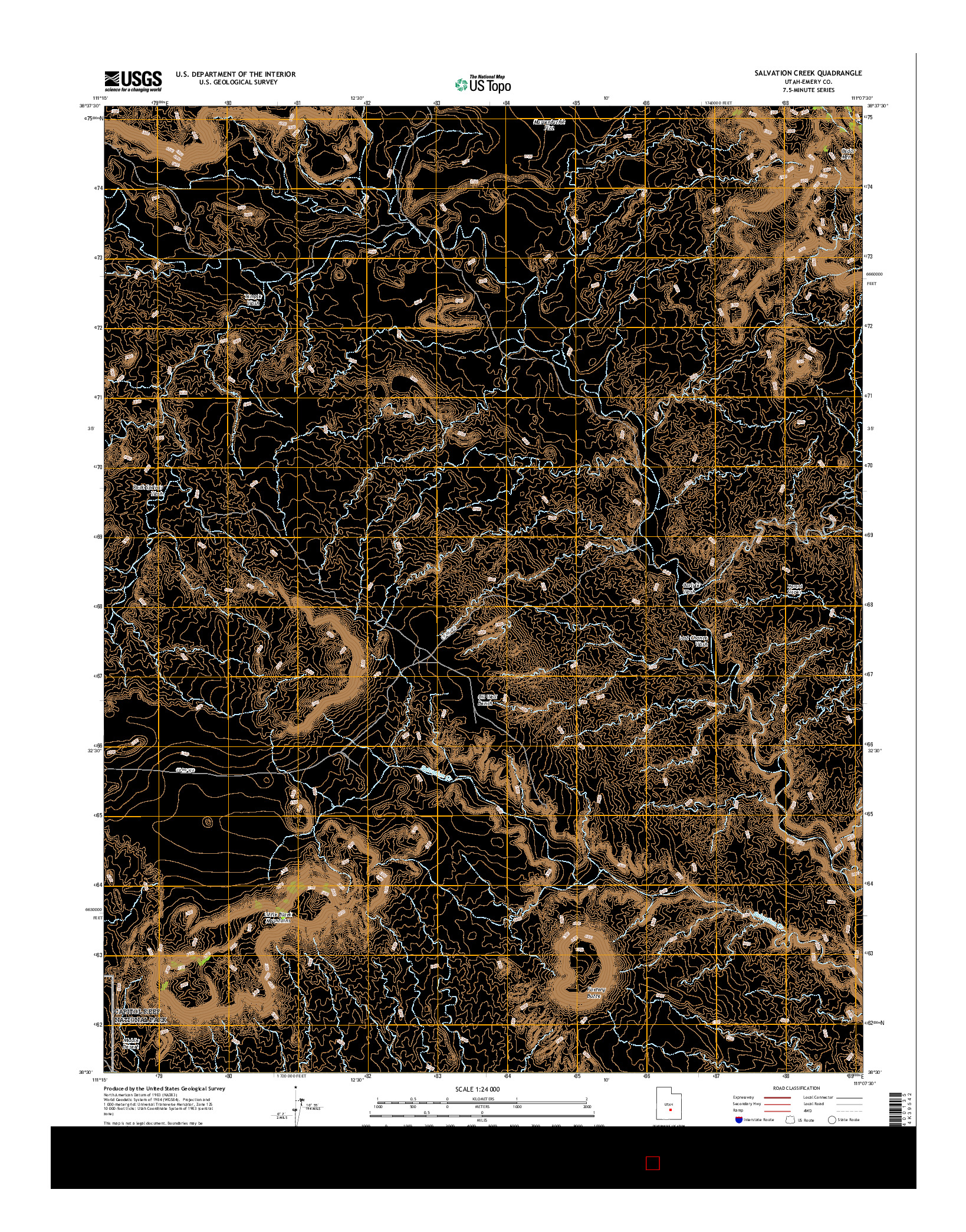 USGS US TOPO 7.5-MINUTE MAP FOR SALVATION CREEK, UT 2017