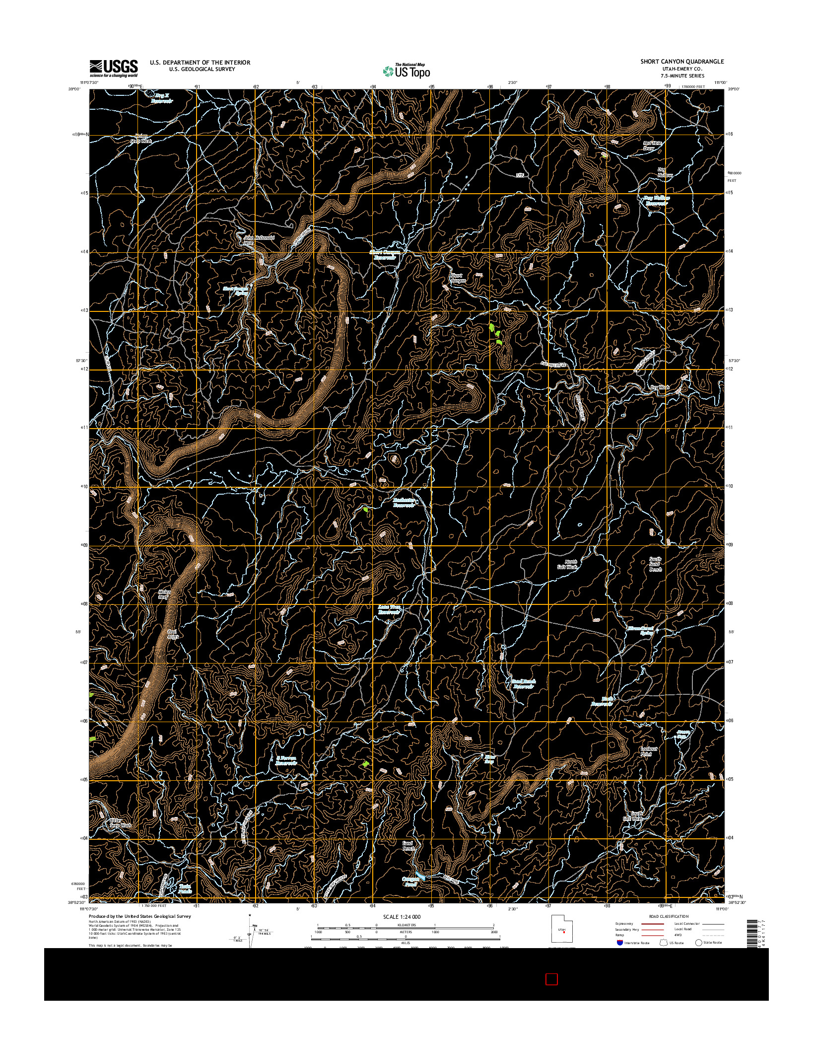 USGS US TOPO 7.5-MINUTE MAP FOR SHORT CANYON, UT 2017