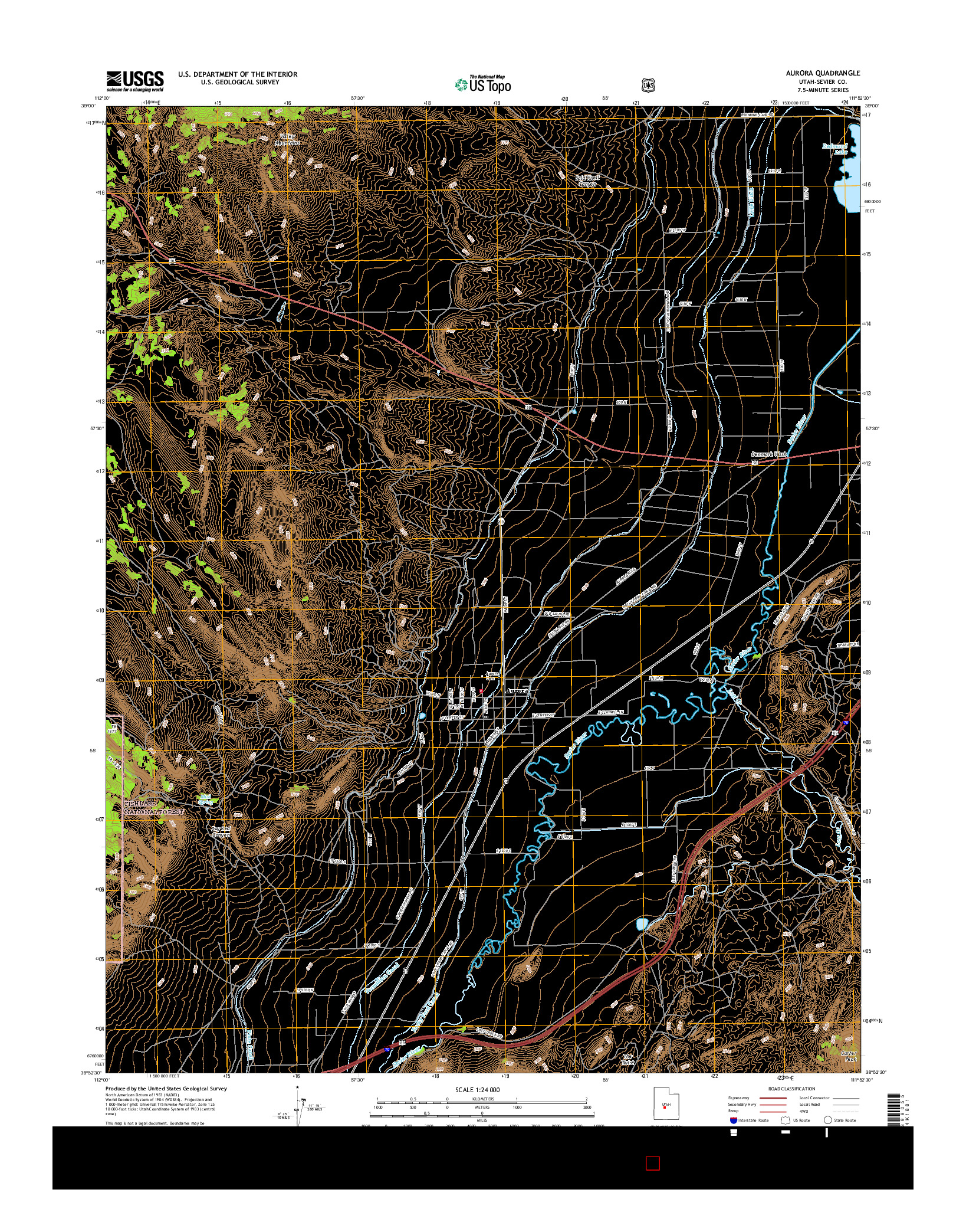 USGS US TOPO 7.5-MINUTE MAP FOR AURORA, UT 2017