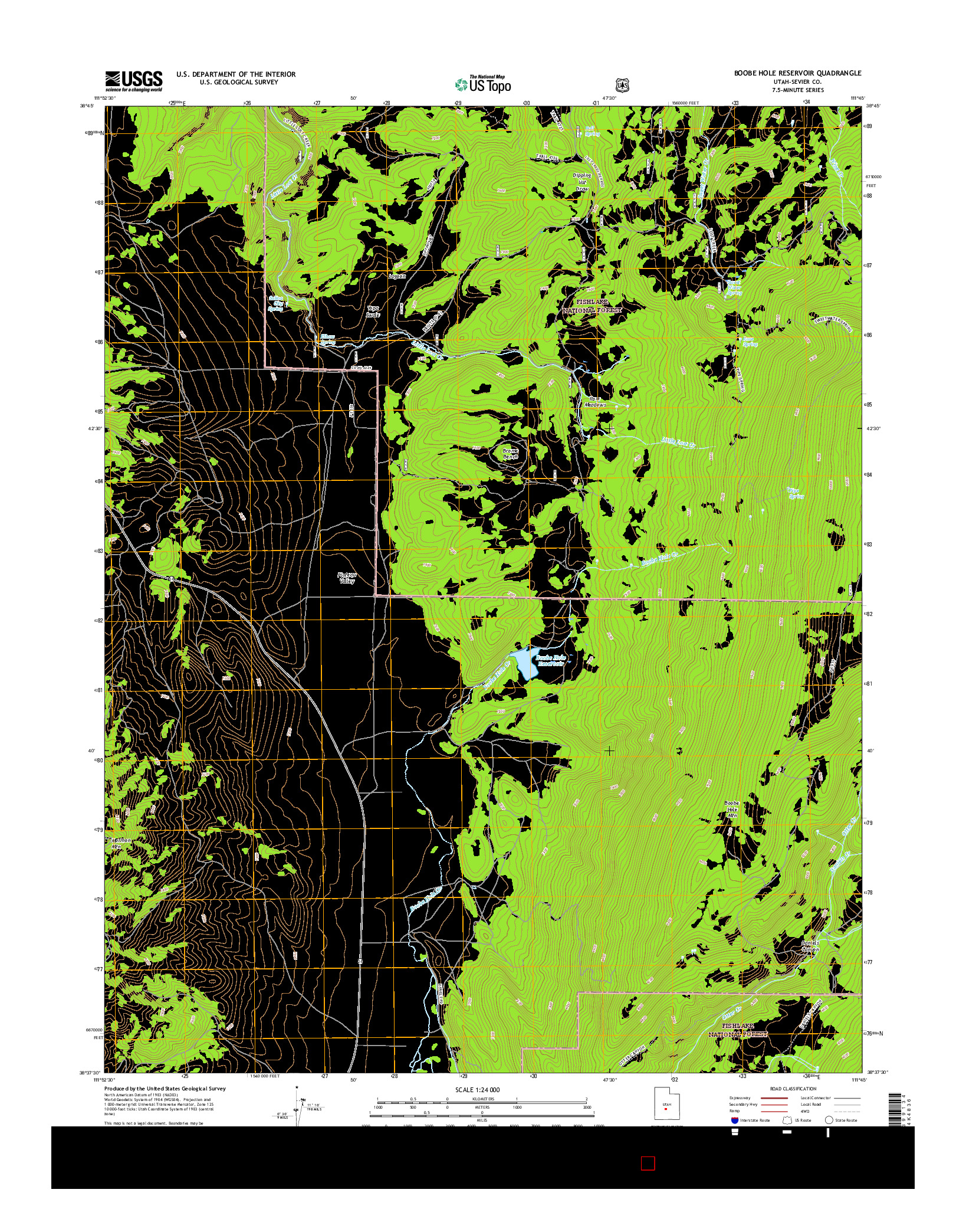 USGS US TOPO 7.5-MINUTE MAP FOR BOOBE HOLE RESERVOIR, UT 2017