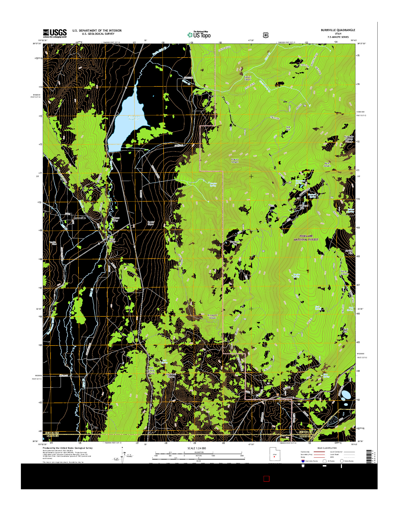 USGS US TOPO 7.5-MINUTE MAP FOR BURRVILLE, UT 2017