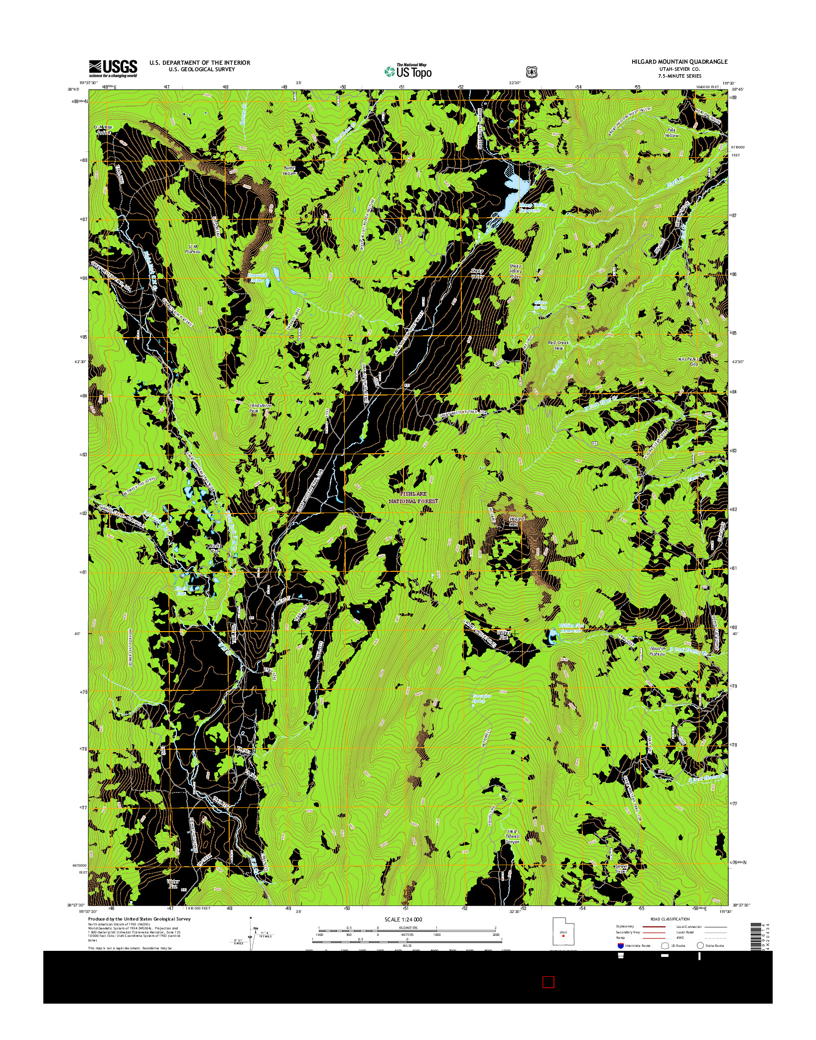 USGS US TOPO 7.5-MINUTE MAP FOR HILGARD MOUNTAIN, UT 2017