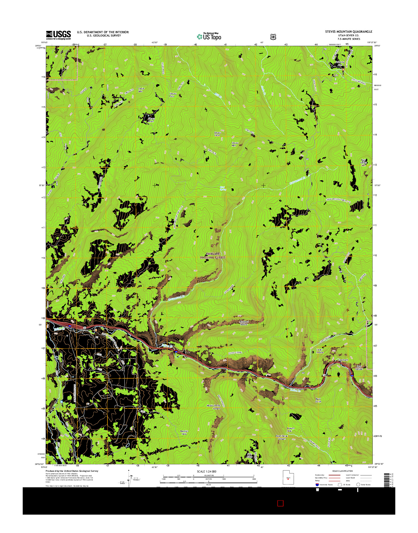 USGS US TOPO 7.5-MINUTE MAP FOR STEVES MOUNTAIN, UT 2017