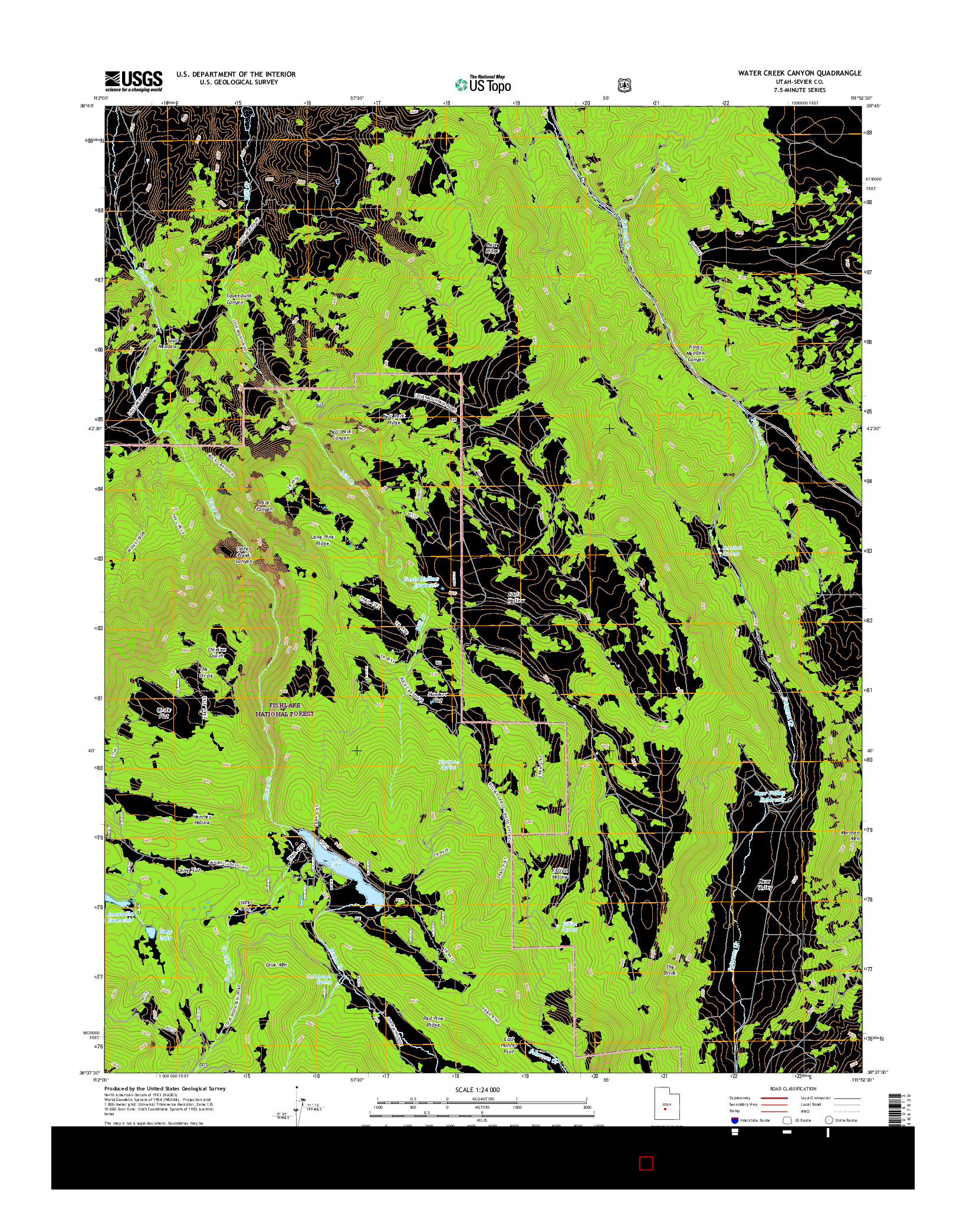 USGS US TOPO 7.5-MINUTE MAP FOR WATER CREEK CANYON, UT 2017