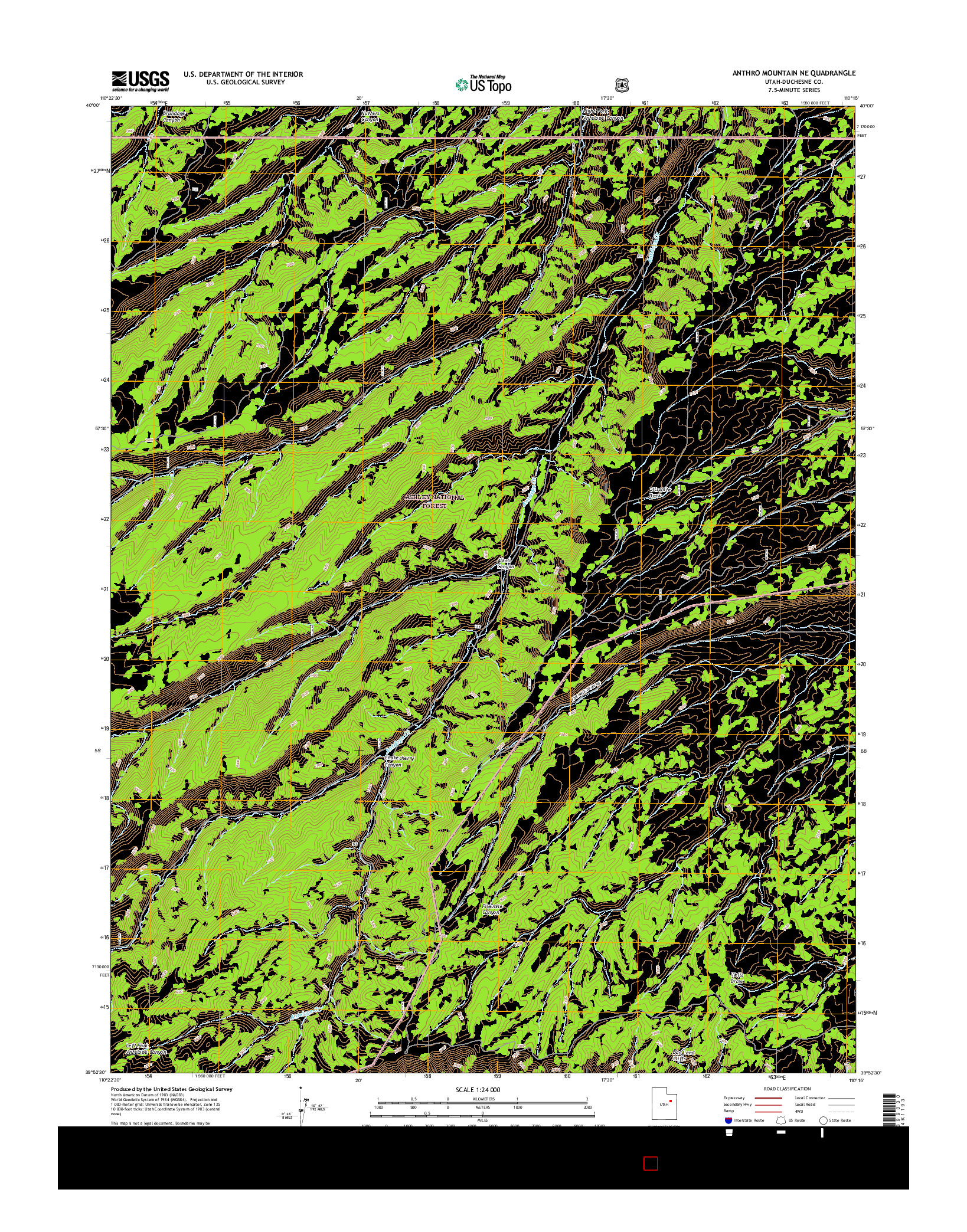 USGS US TOPO 7.5-MINUTE MAP FOR ANTHRO MOUNTAIN NE, UT 2017