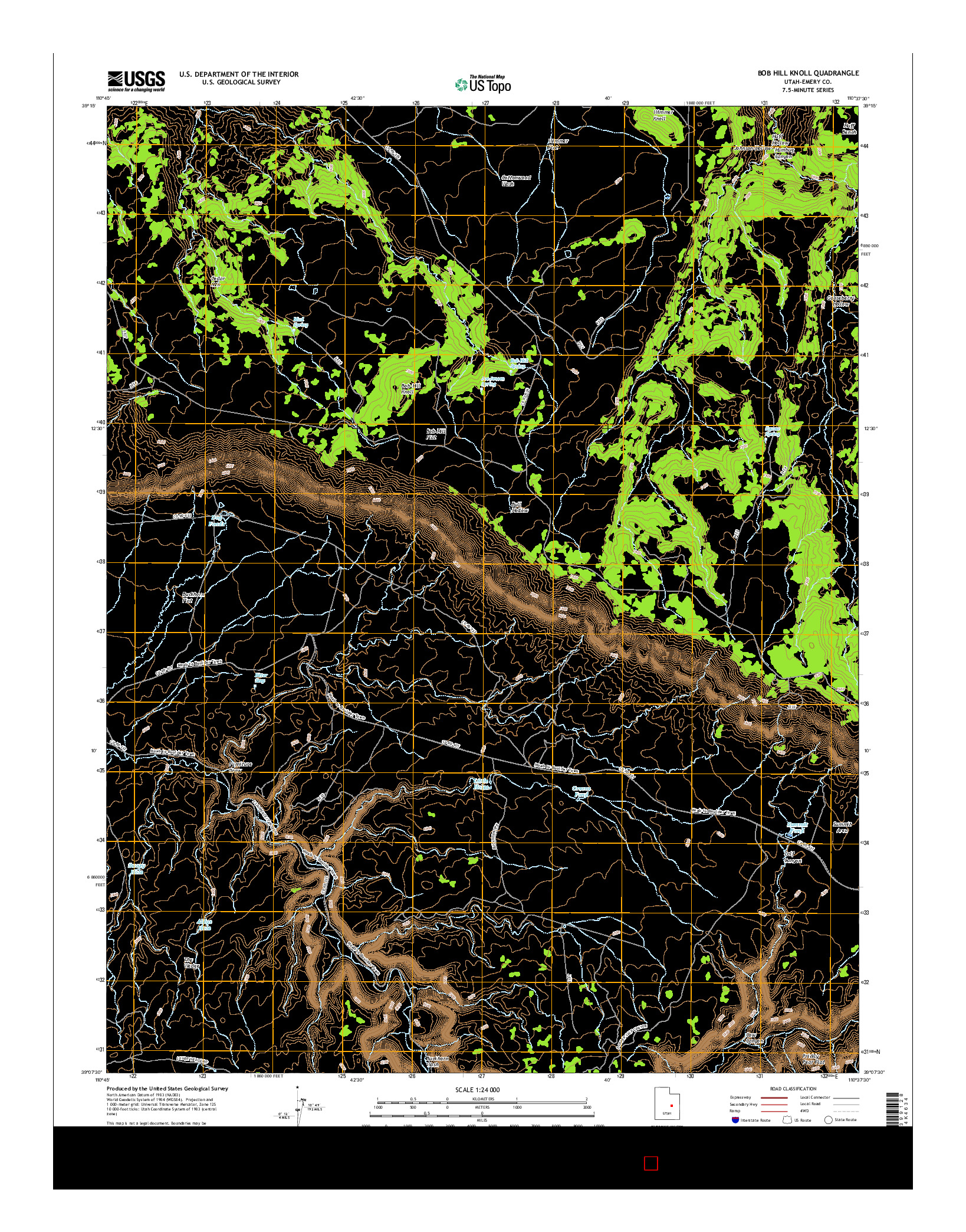 USGS US TOPO 7.5-MINUTE MAP FOR BOB HILL KNOLL, UT 2017