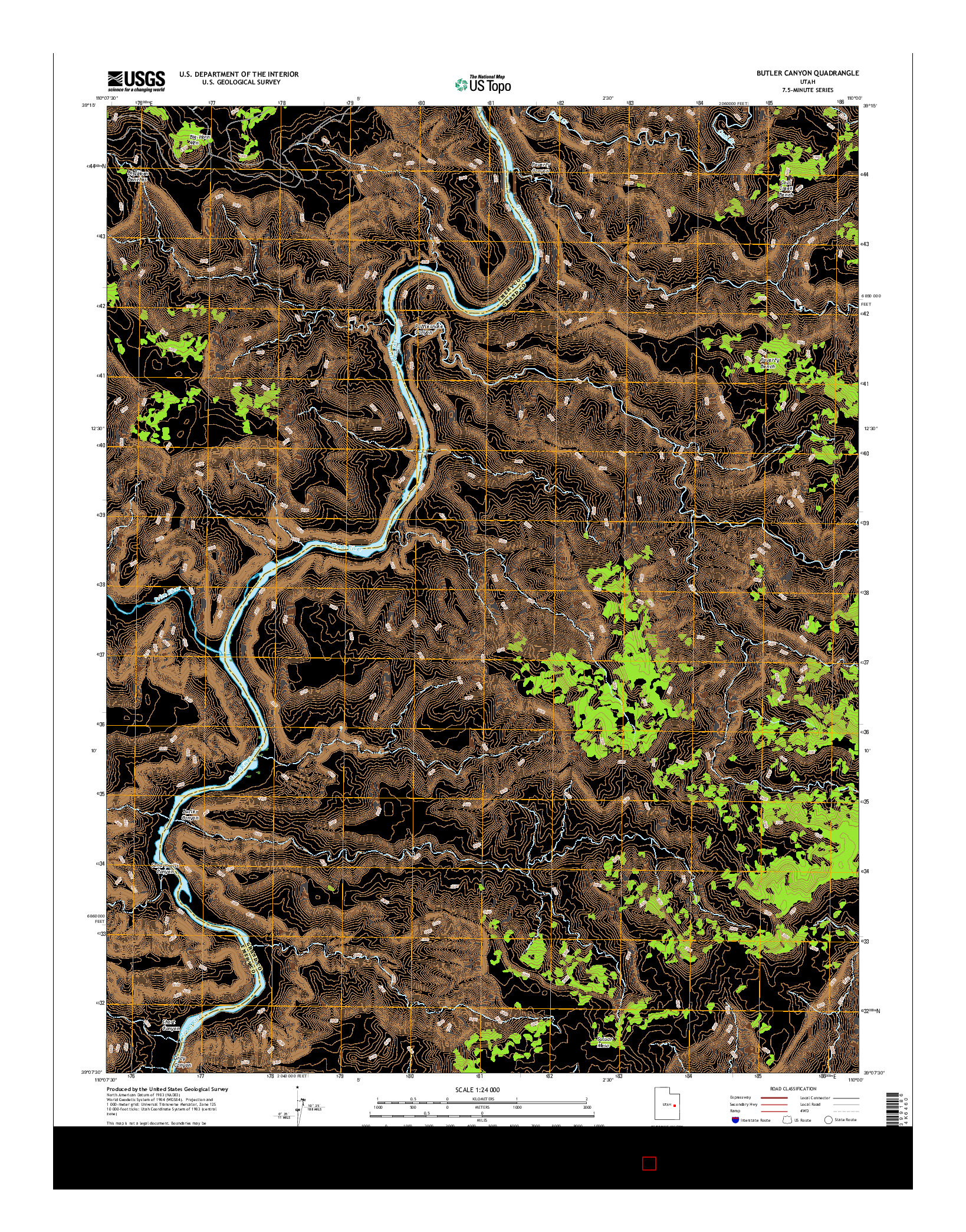 USGS US TOPO 7.5-MINUTE MAP FOR BUTLER CANYON, UT 2017