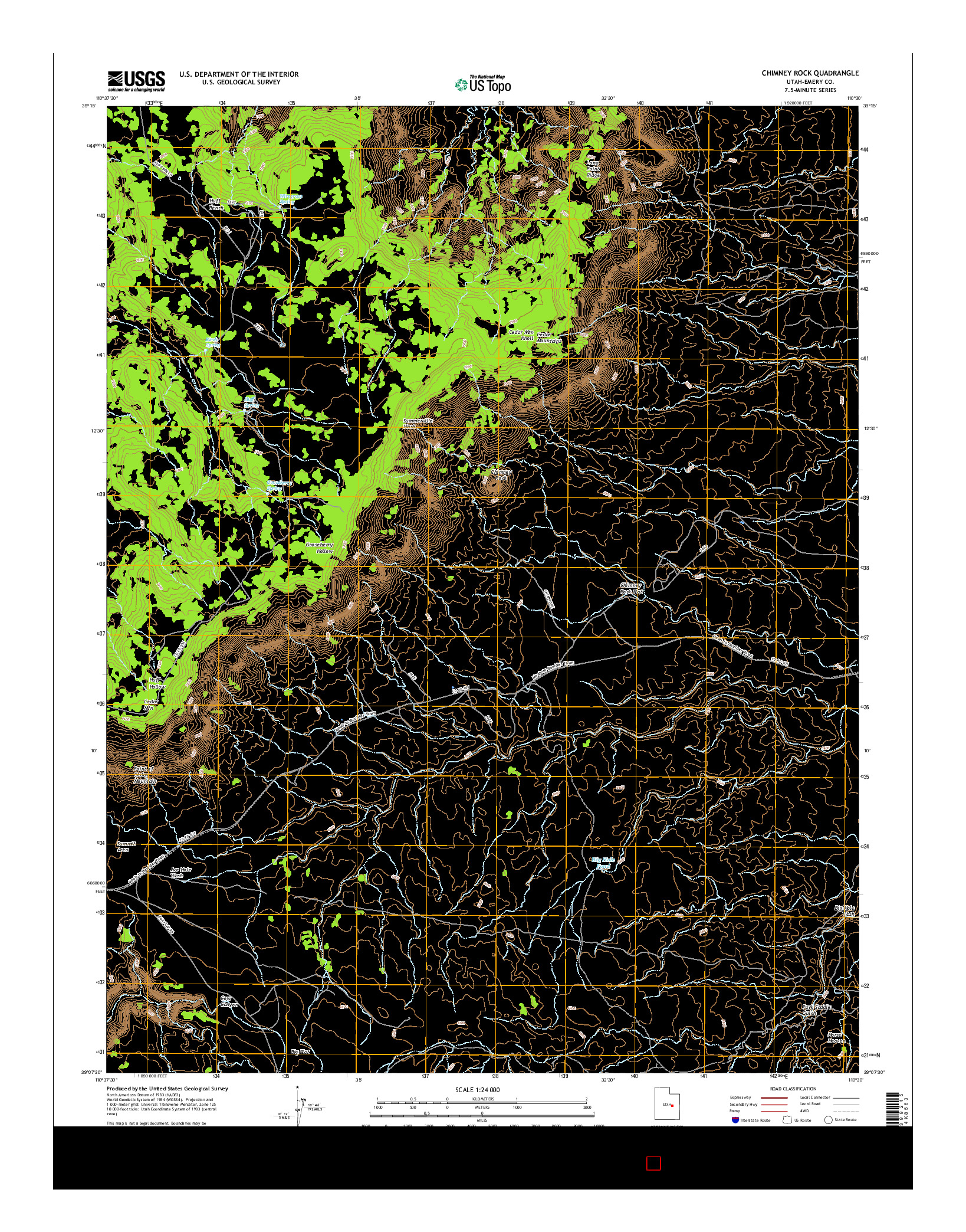 USGS US TOPO 7.5-MINUTE MAP FOR CHIMNEY ROCK, UT 2017