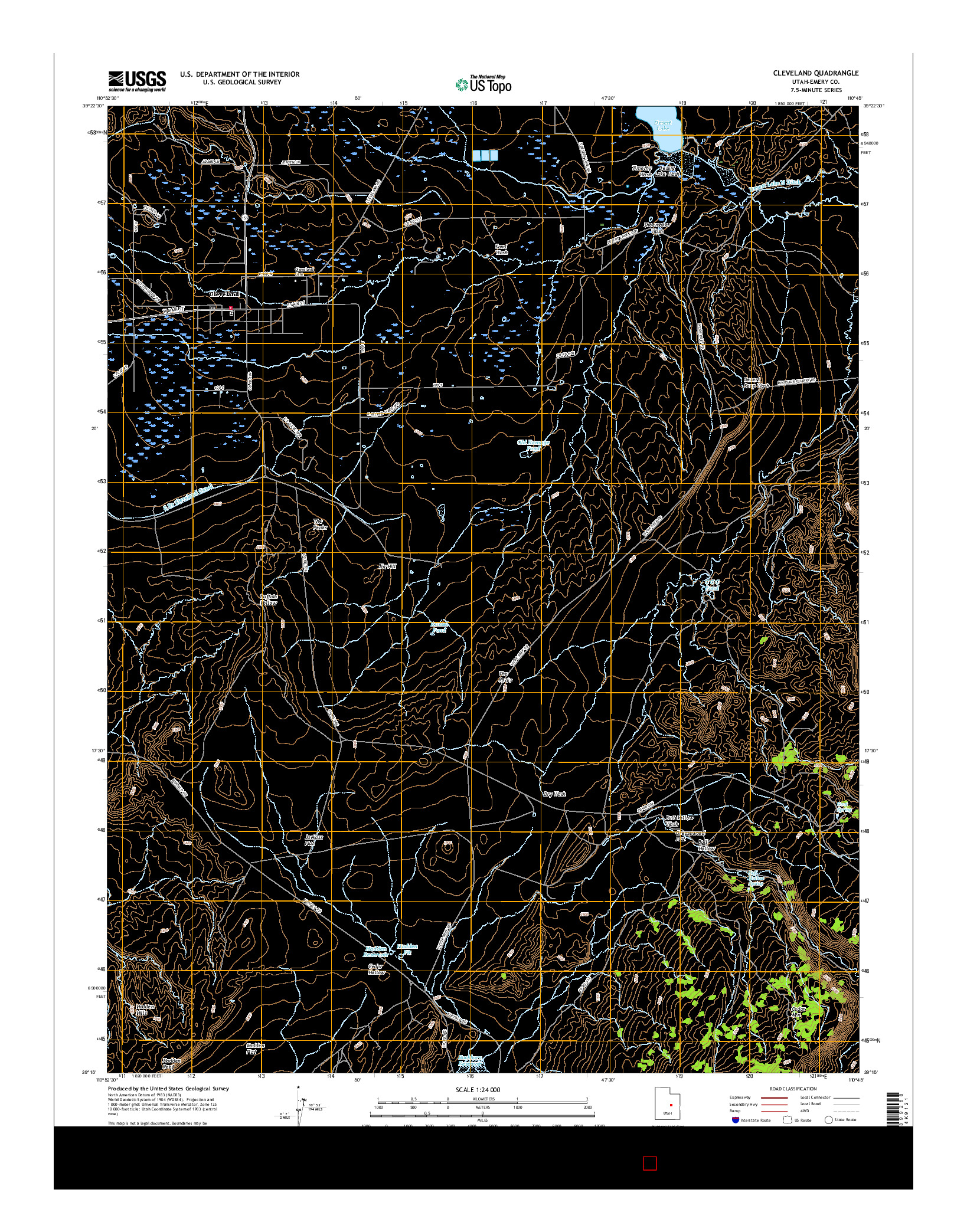 USGS US TOPO 7.5-MINUTE MAP FOR CLEVELAND, UT 2017