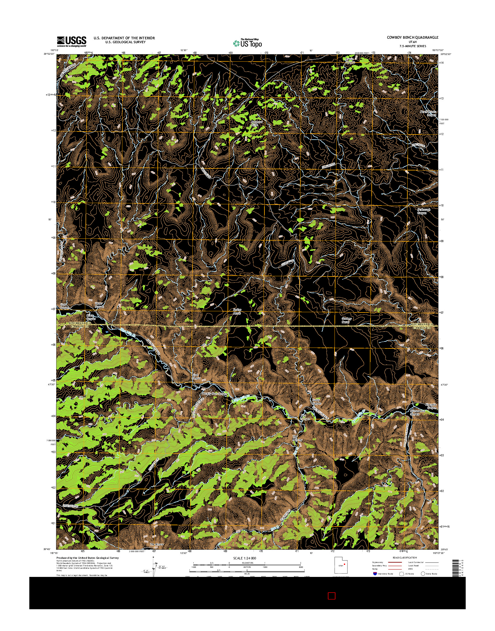 USGS US TOPO 7.5-MINUTE MAP FOR COWBOY BENCH, UT 2017