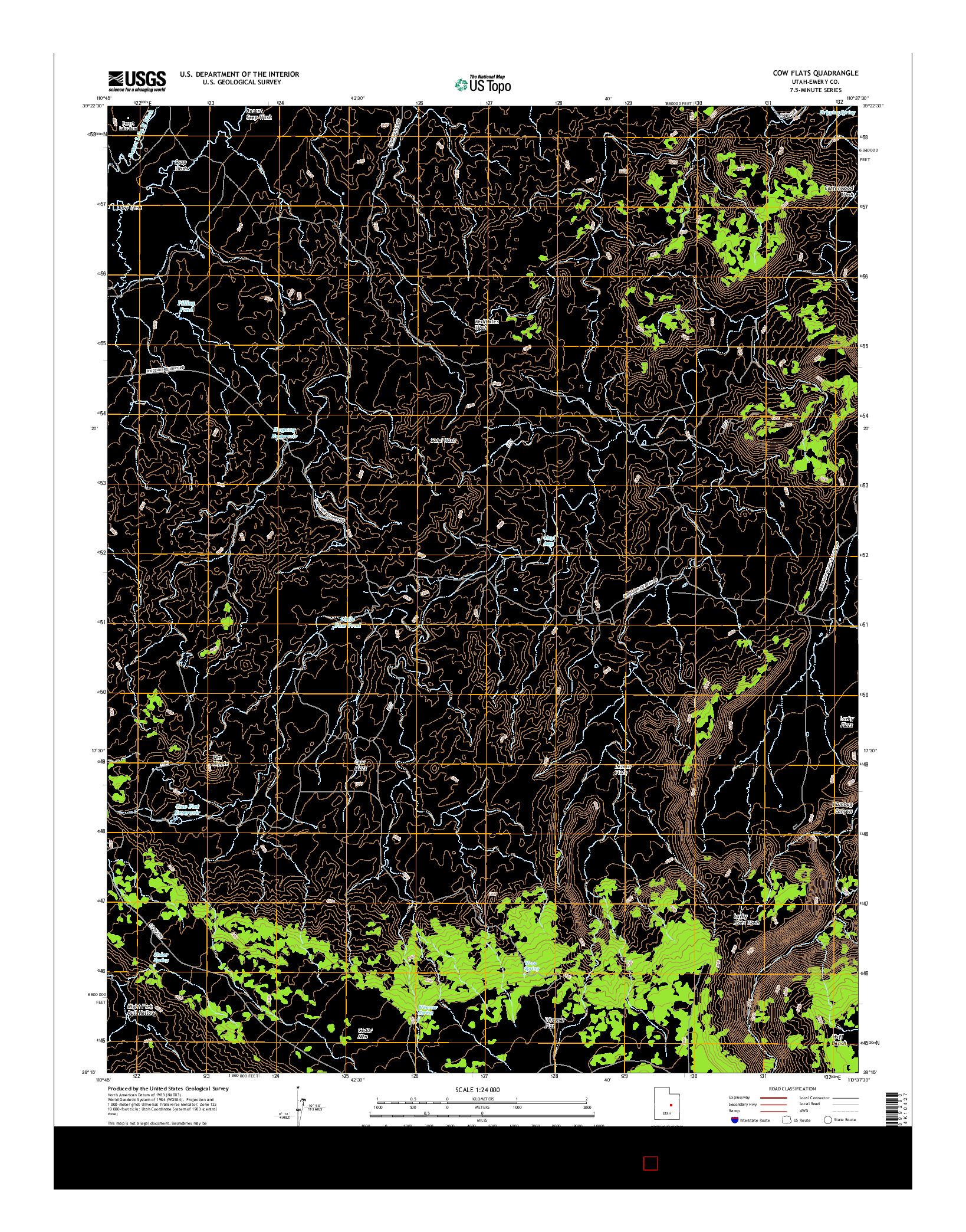 USGS US TOPO 7.5-MINUTE MAP FOR COW FLATS, UT 2017