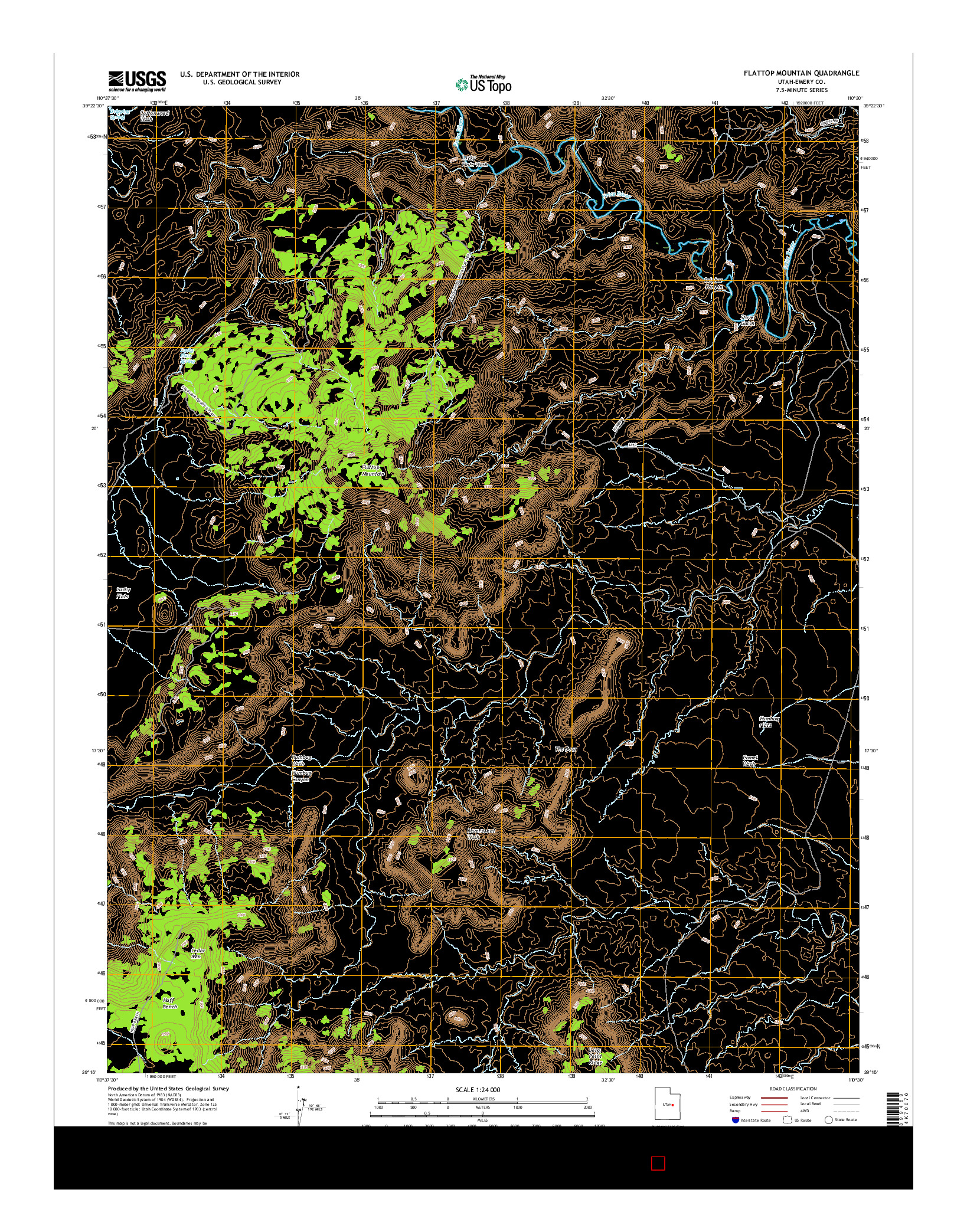 USGS US TOPO 7.5-MINUTE MAP FOR FLATTOP MOUNTAIN, UT 2017