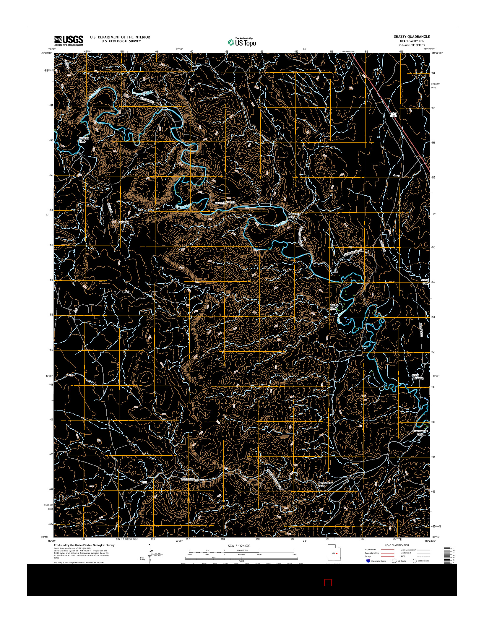 USGS US TOPO 7.5-MINUTE MAP FOR GRASSY, UT 2017