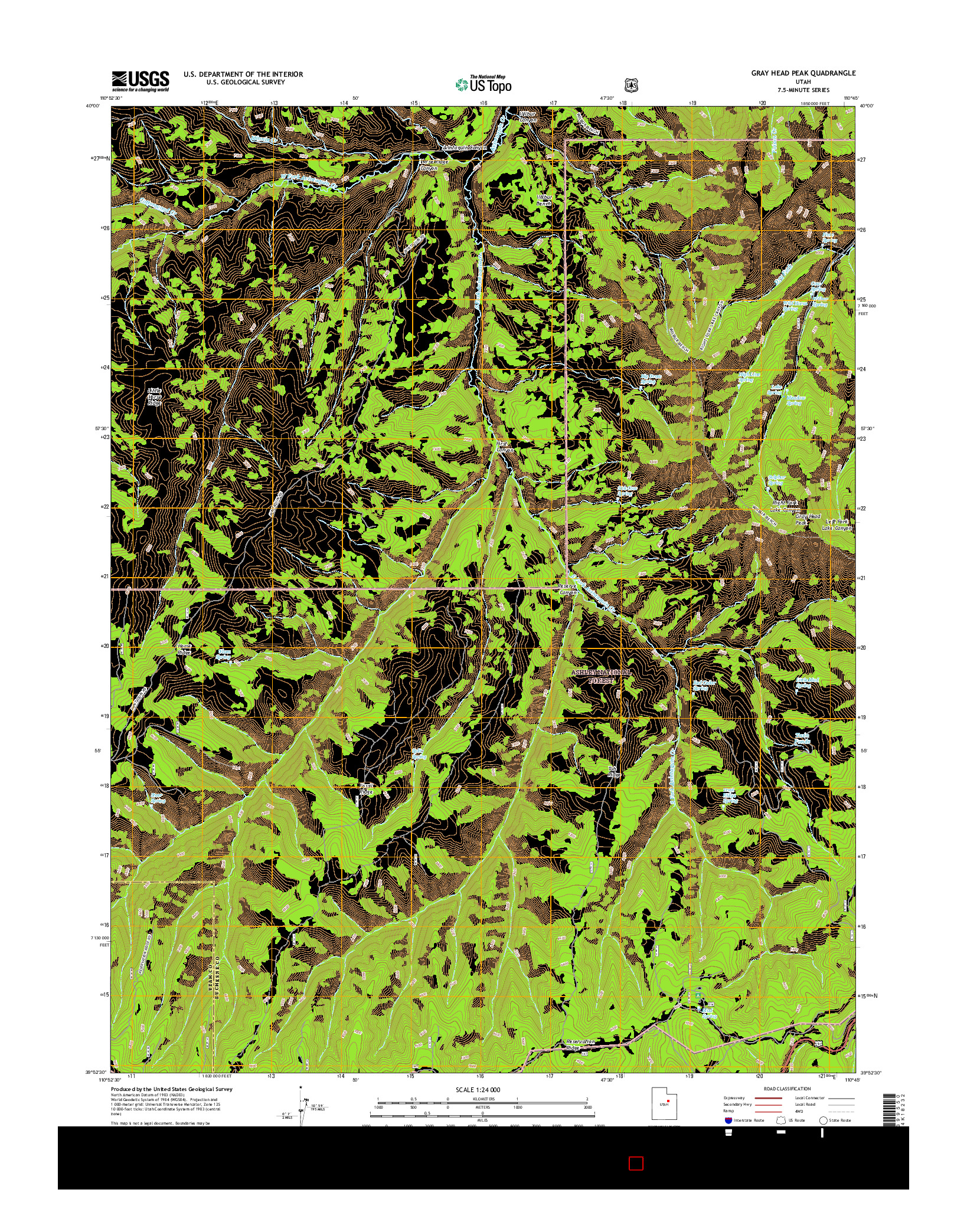 USGS US TOPO 7.5-MINUTE MAP FOR GRAY HEAD PEAK, UT 2017