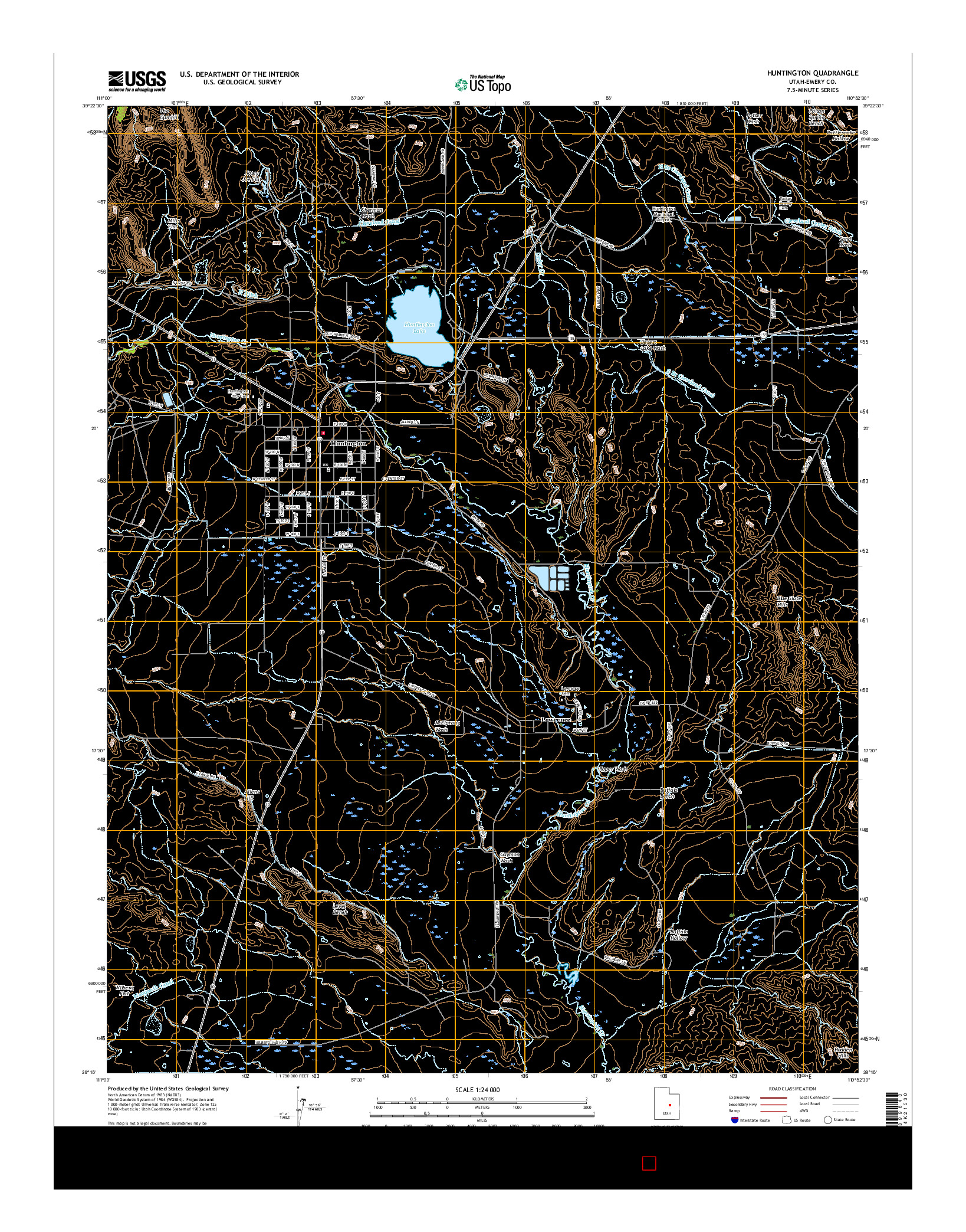 USGS US TOPO 7.5-MINUTE MAP FOR HUNTINGTON, UT 2017