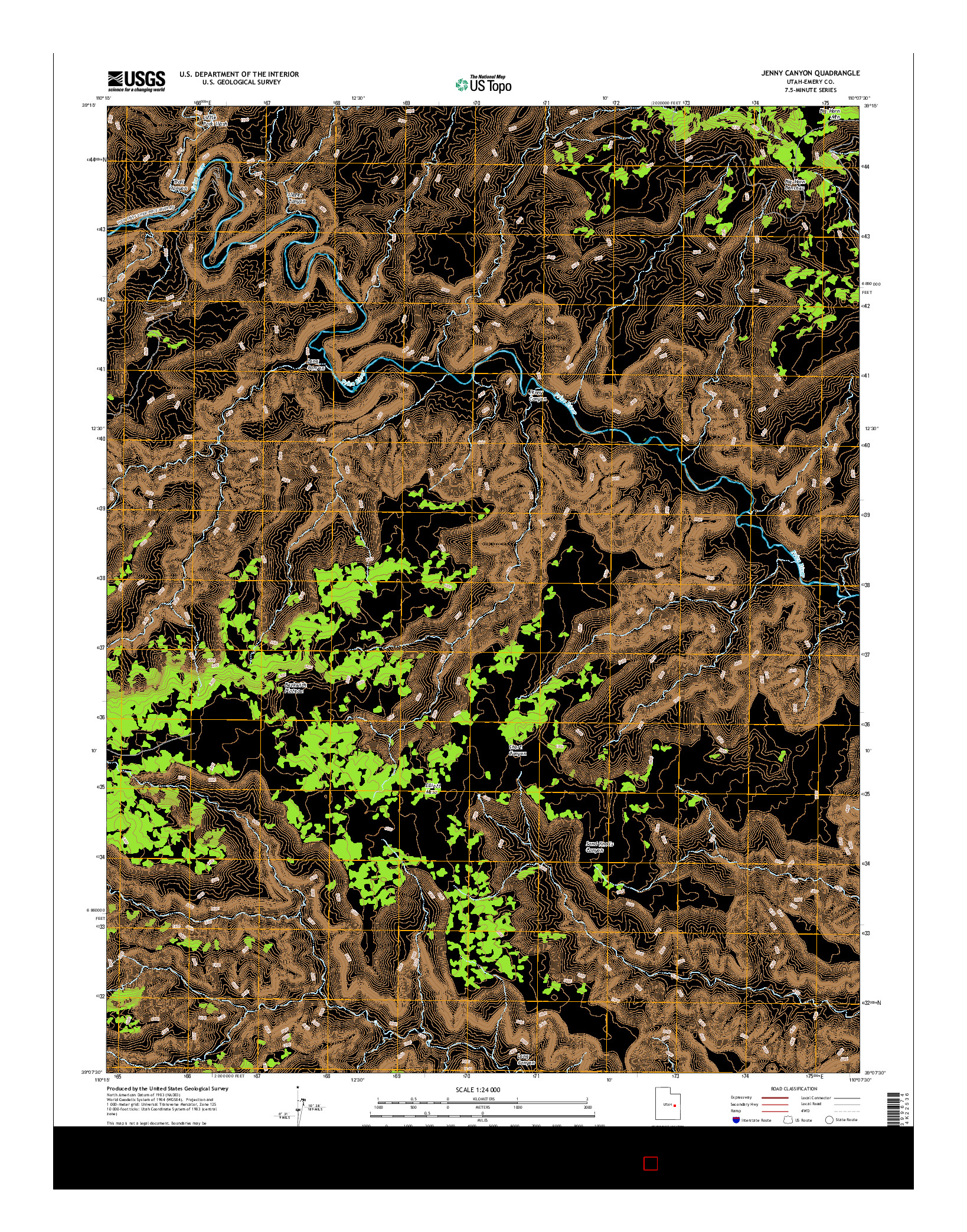 USGS US TOPO 7.5-MINUTE MAP FOR JENNY CANYON, UT 2017