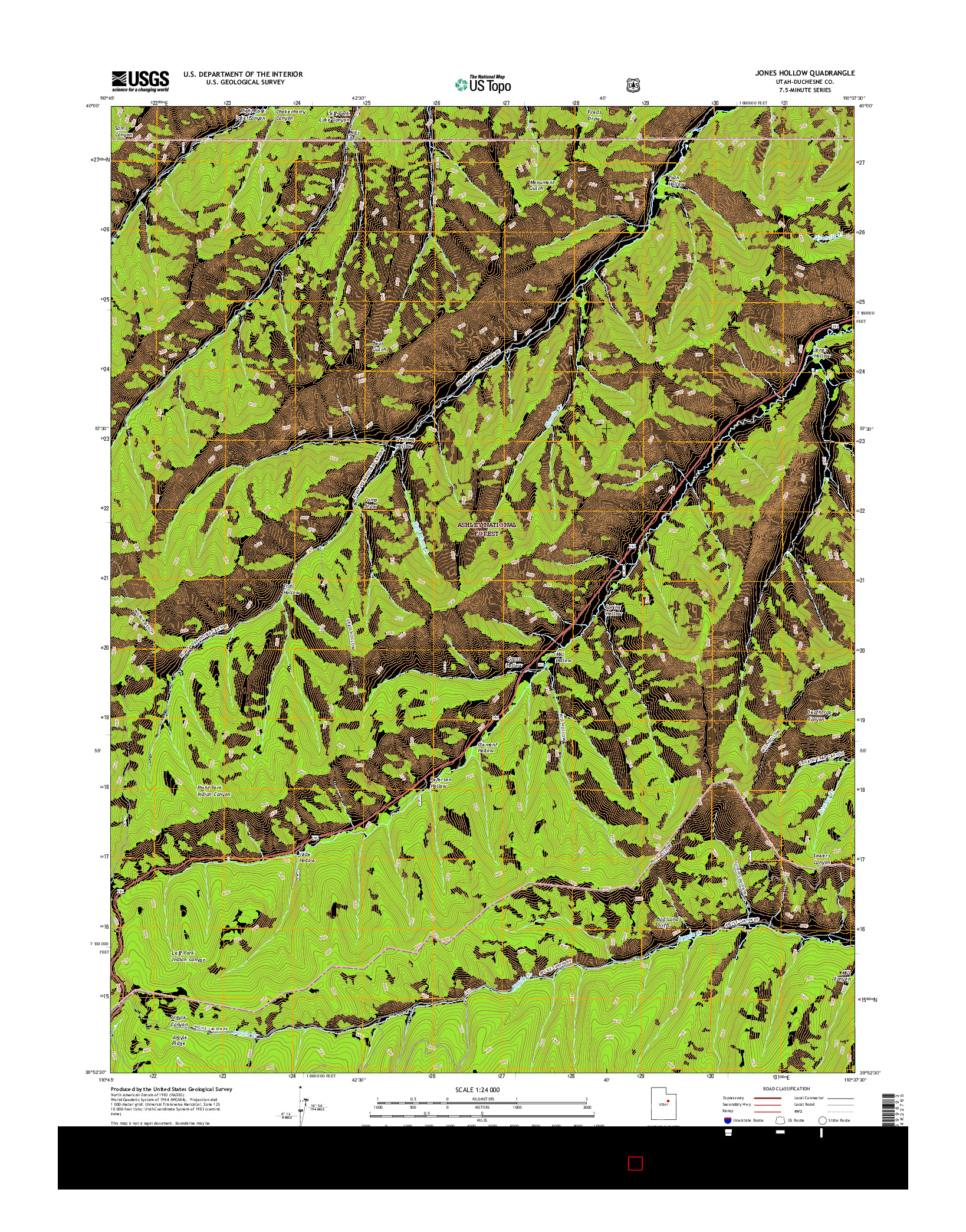 USGS US TOPO 7.5-MINUTE MAP FOR JONES HOLLOW, UT 2017