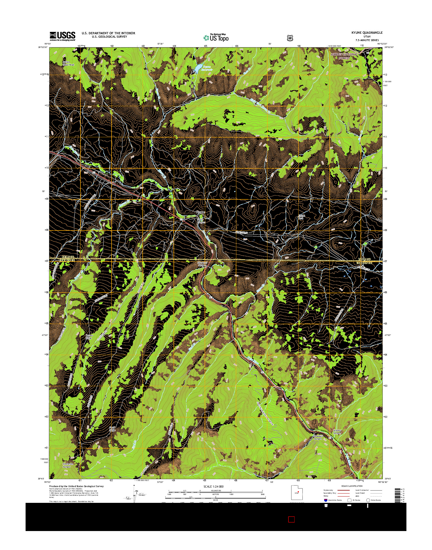 USGS US TOPO 7.5-MINUTE MAP FOR KYUNE, UT 2017
