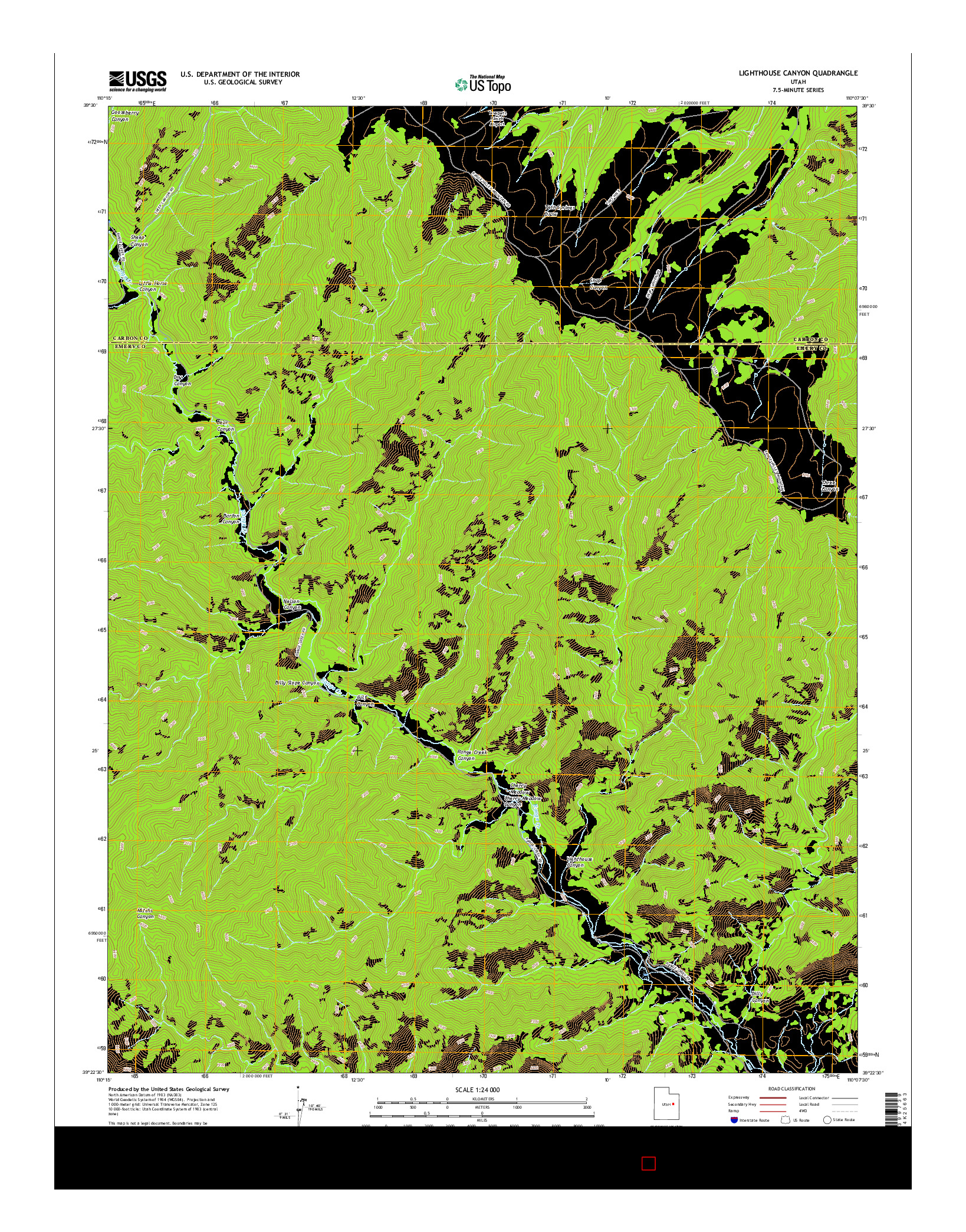 USGS US TOPO 7.5-MINUTE MAP FOR LIGHTHOUSE CANYON, UT 2017