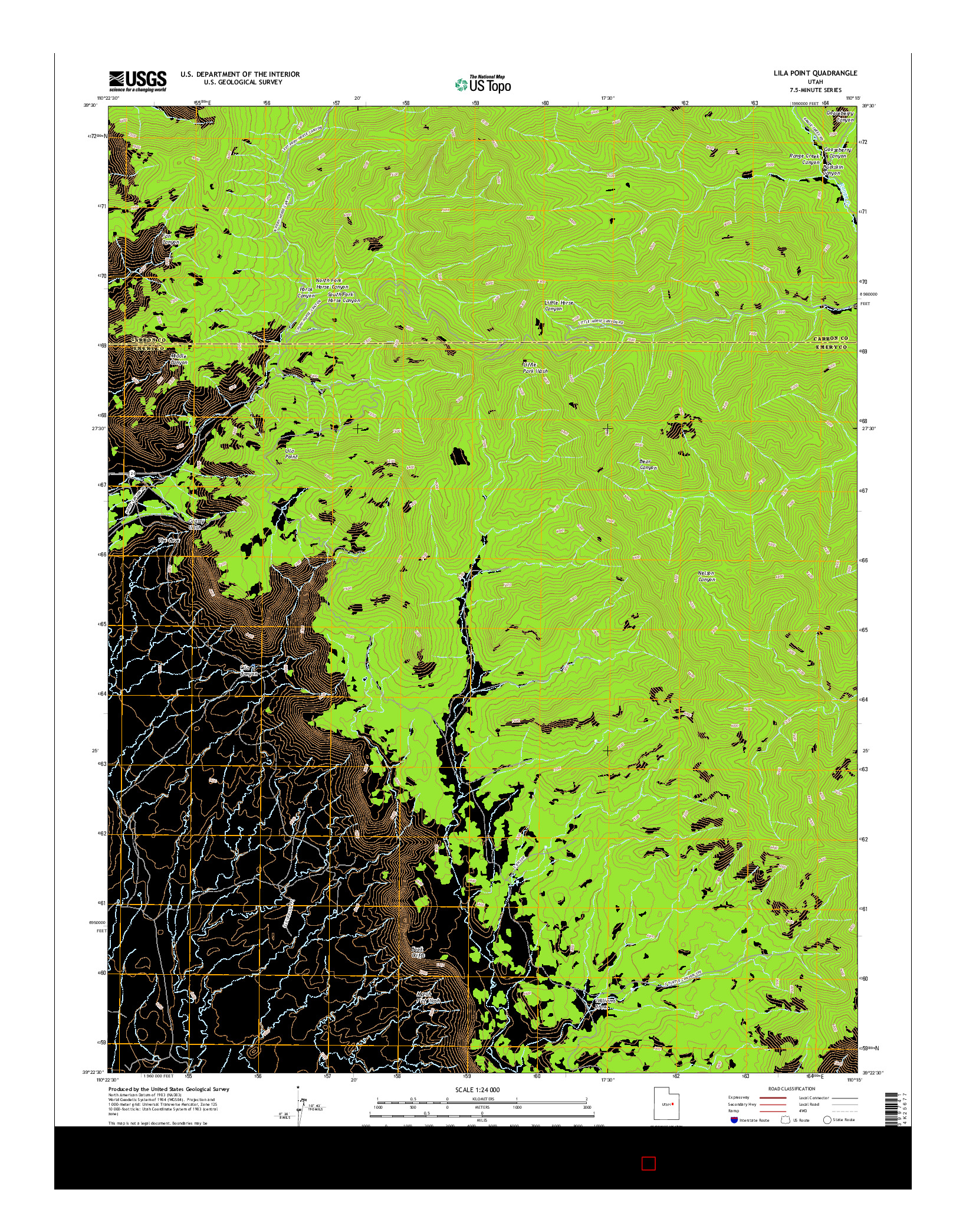 USGS US TOPO 7.5-MINUTE MAP FOR LILA POINT, UT 2017