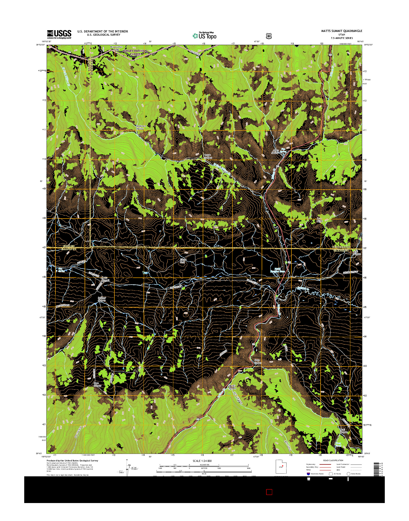 USGS US TOPO 7.5-MINUTE MAP FOR MATTS SUMMIT, UT 2017