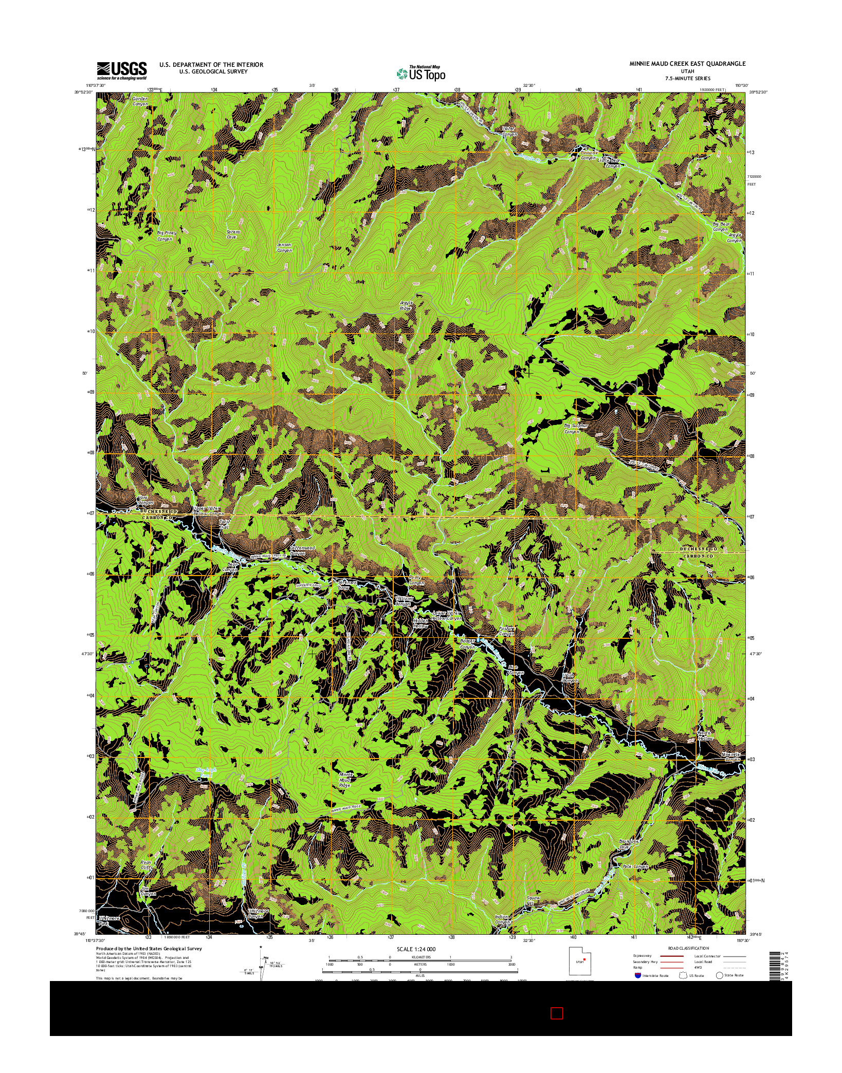 USGS US TOPO 7.5-MINUTE MAP FOR MINNIE MAUD CREEK EAST, UT 2017