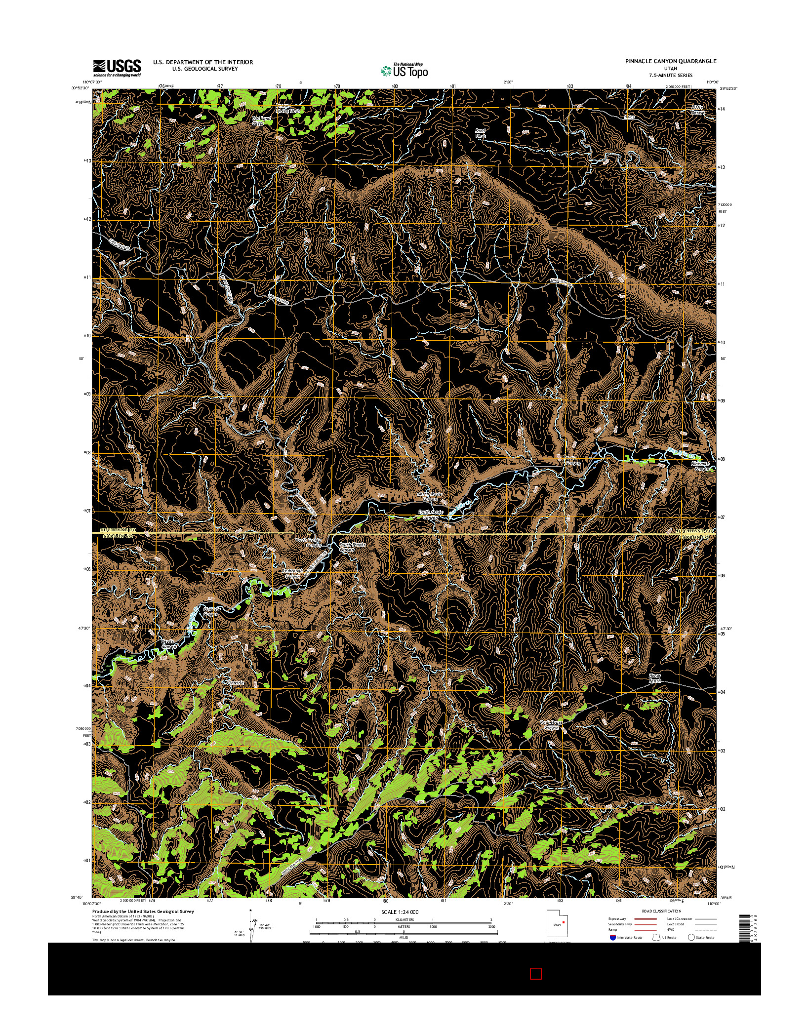 USGS US TOPO 7.5-MINUTE MAP FOR PINNACLE CANYON, UT 2017