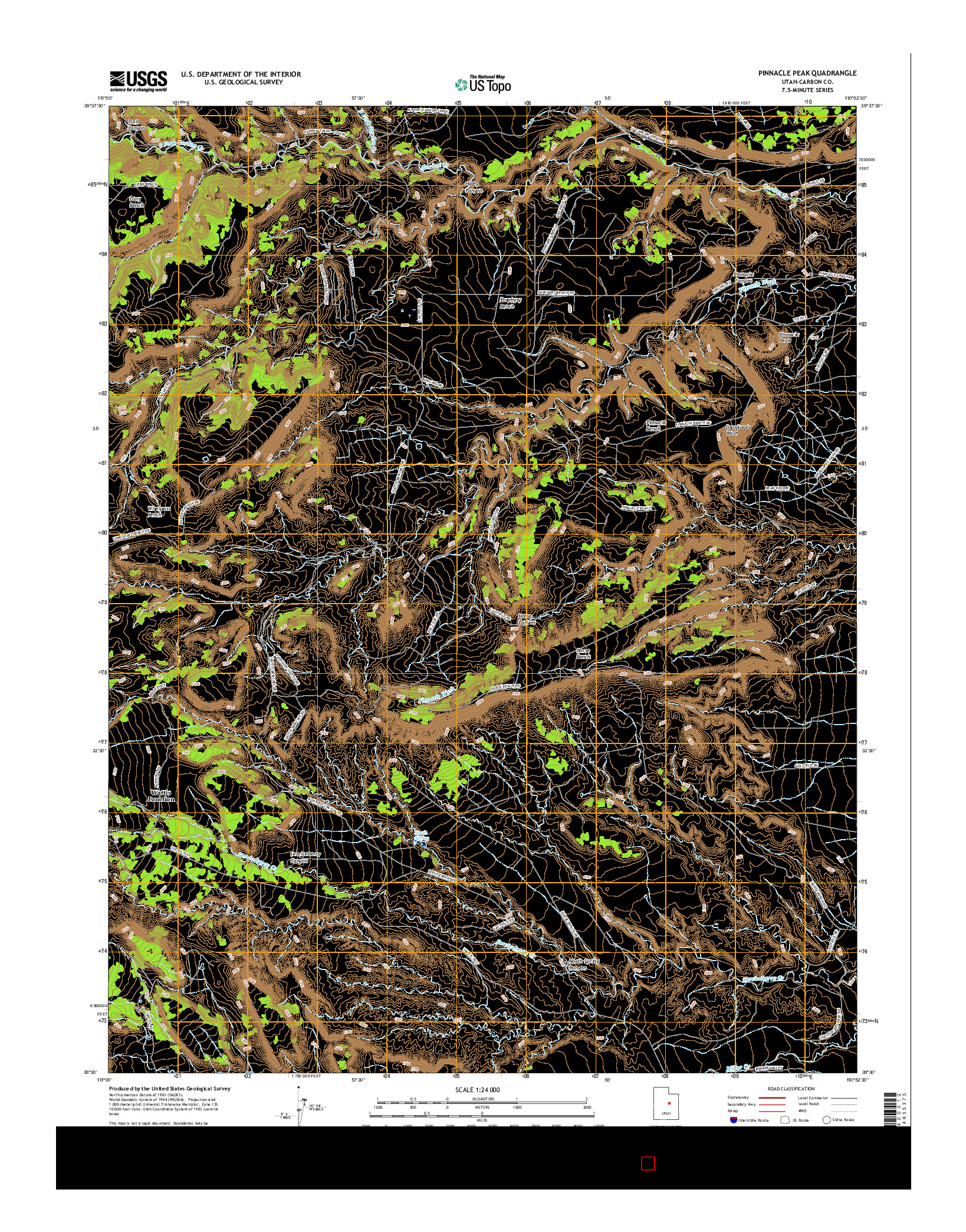 USGS US TOPO 7.5-MINUTE MAP FOR PINNACLE PEAK, UT 2017