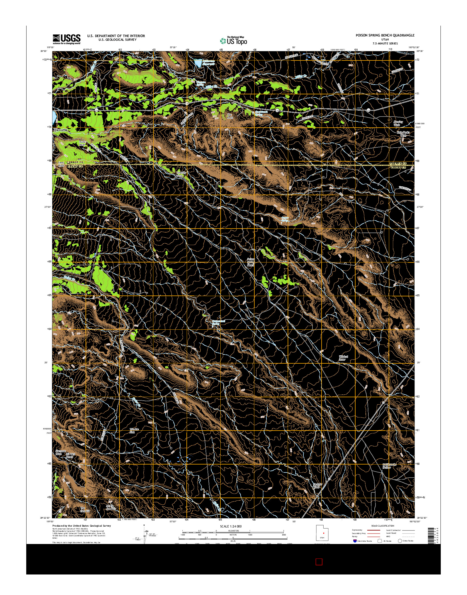 USGS US TOPO 7.5-MINUTE MAP FOR POISON SPRING BENCH, UT 2017