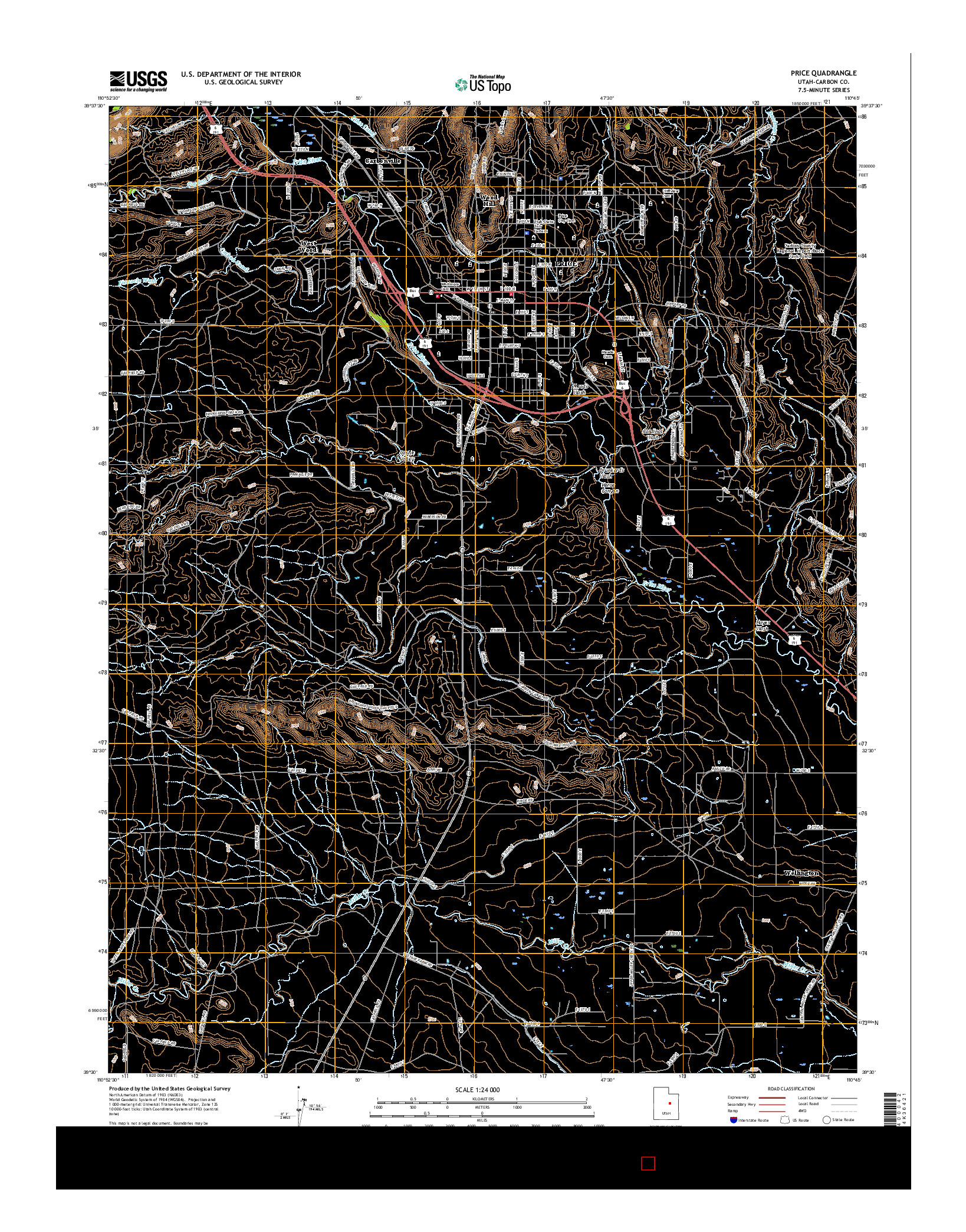 USGS US TOPO 7.5-MINUTE MAP FOR PRICE, UT 2017