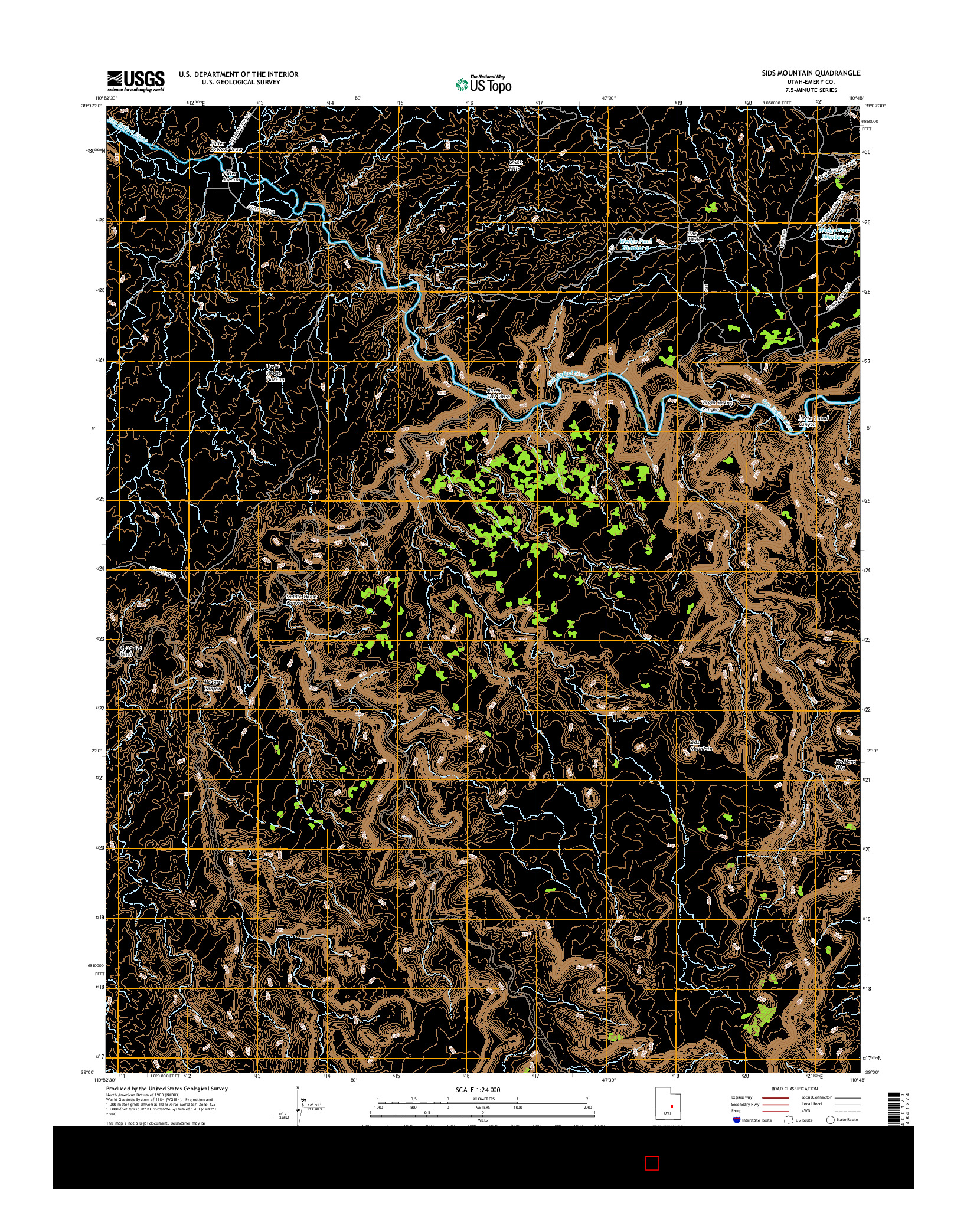 USGS US TOPO 7.5-MINUTE MAP FOR SIDS MOUNTAIN, UT 2017
