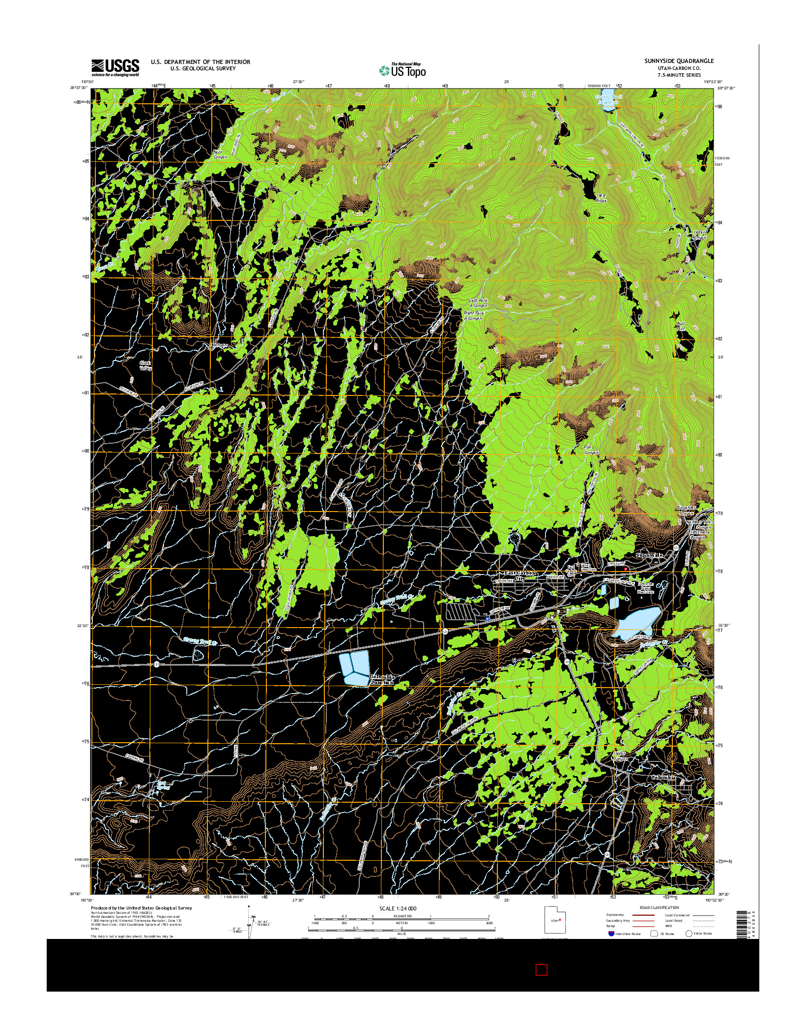 USGS US TOPO 7.5-MINUTE MAP FOR SUNNYSIDE, UT 2017