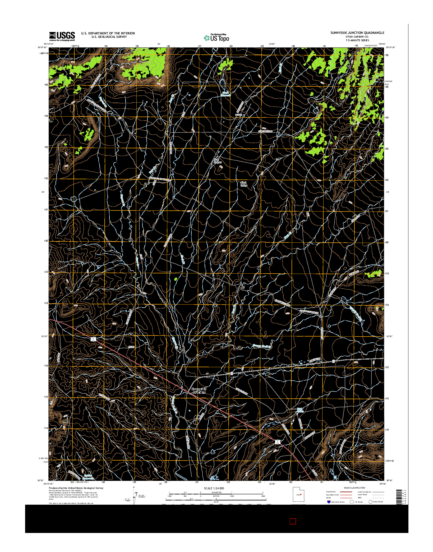 USGS US TOPO 7.5-MINUTE MAP FOR SUNNYSIDE JUNCTION, UT 2017