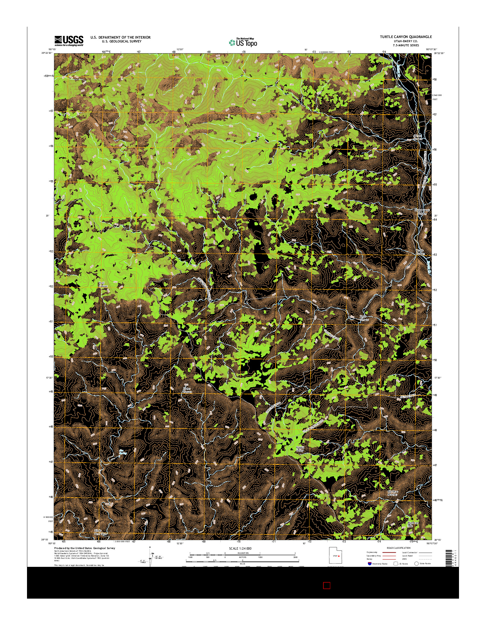 USGS US TOPO 7.5-MINUTE MAP FOR TURTLE CANYON, UT 2017