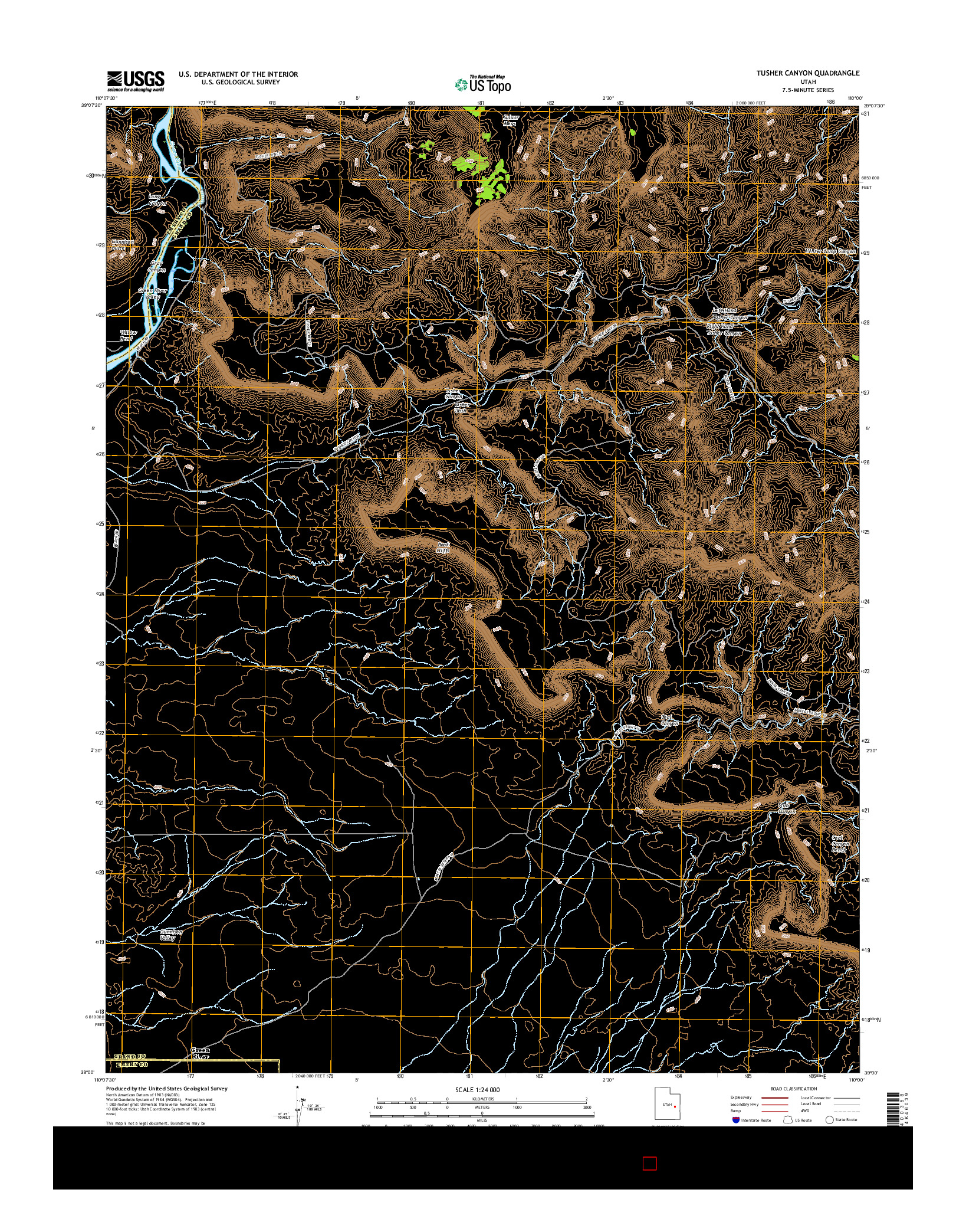 USGS US TOPO 7.5-MINUTE MAP FOR TUSHER CANYON, UT 2017