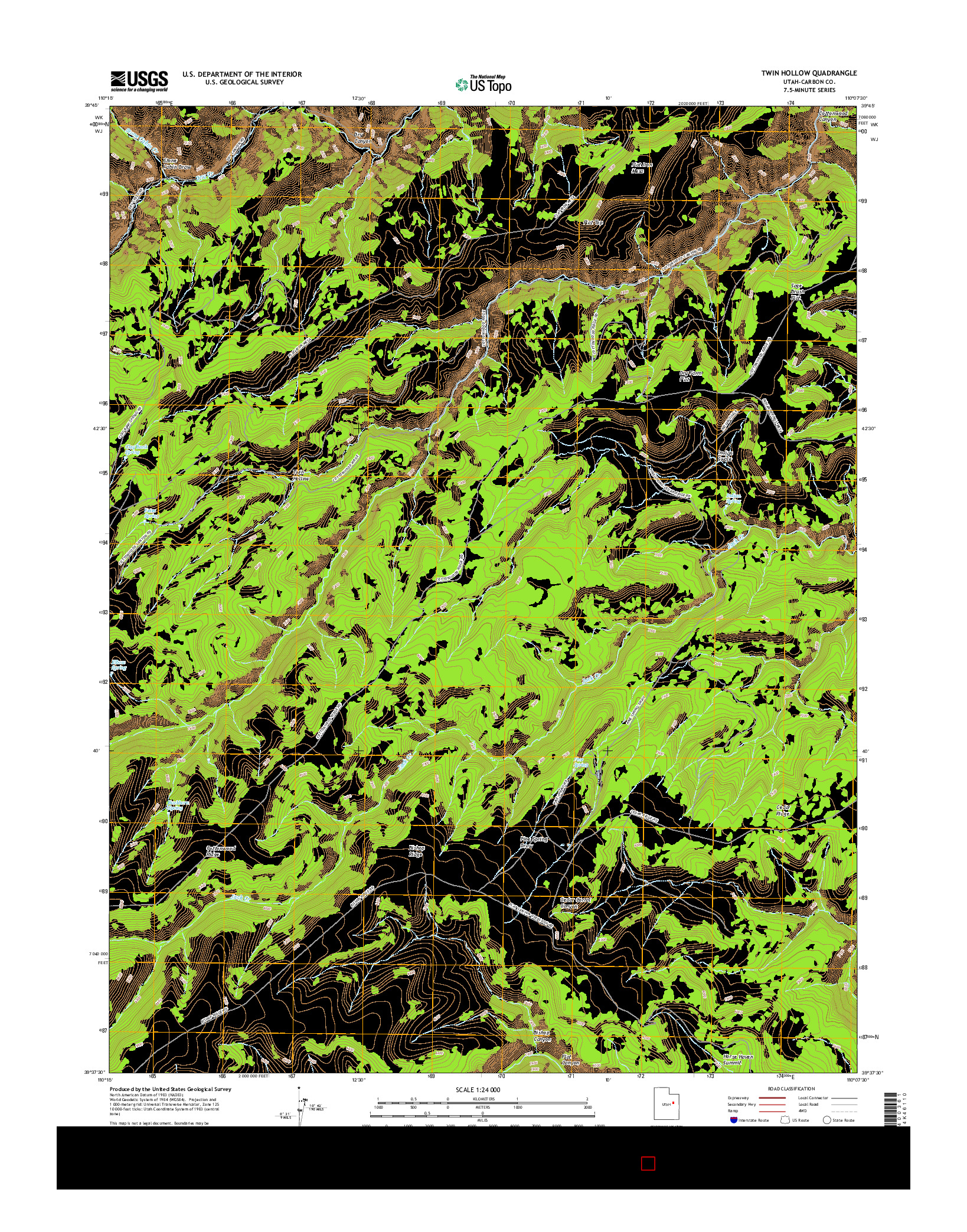 USGS US TOPO 7.5-MINUTE MAP FOR TWIN HOLLOW, UT 2017