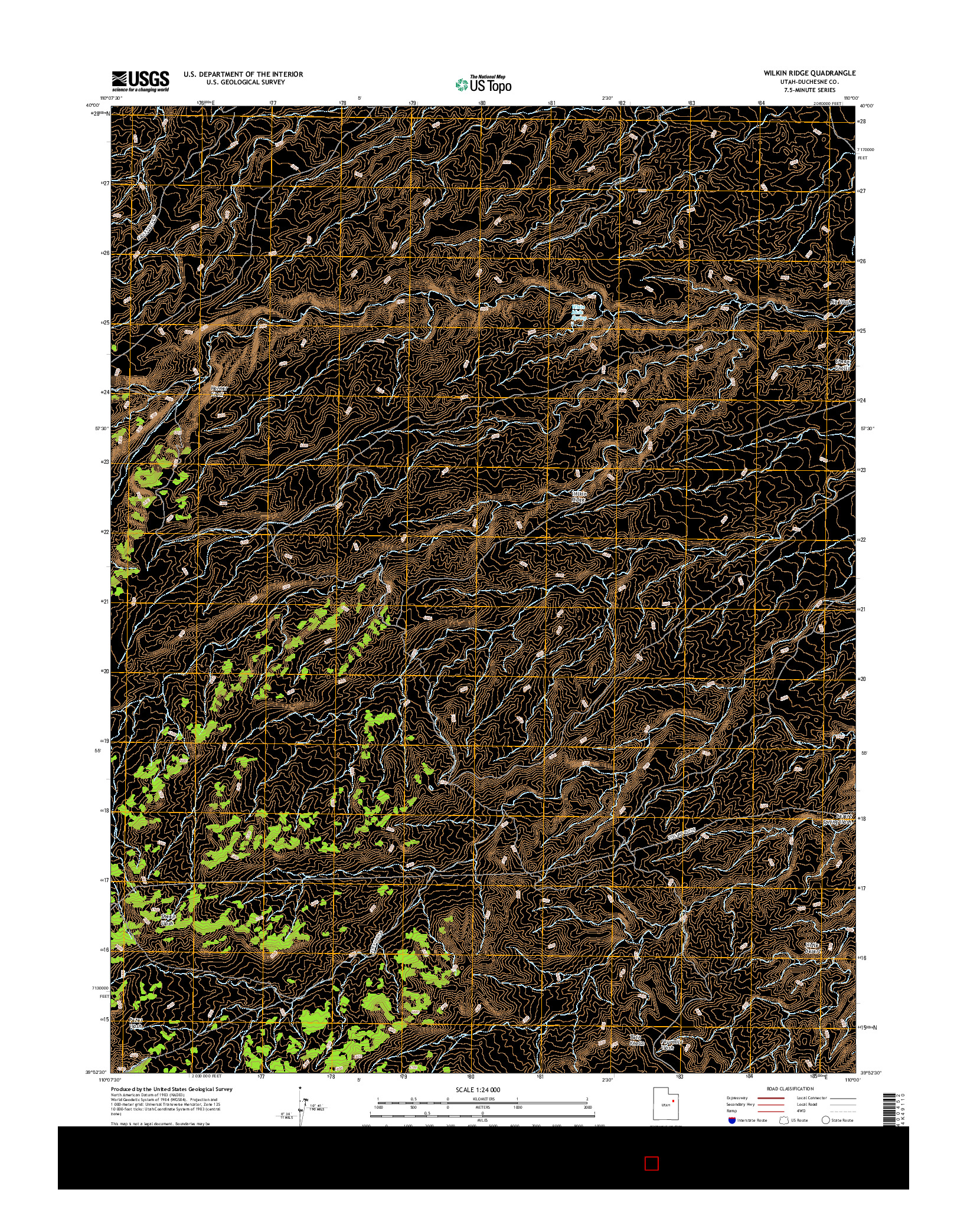 USGS US TOPO 7.5-MINUTE MAP FOR WILKIN RIDGE, UT 2017