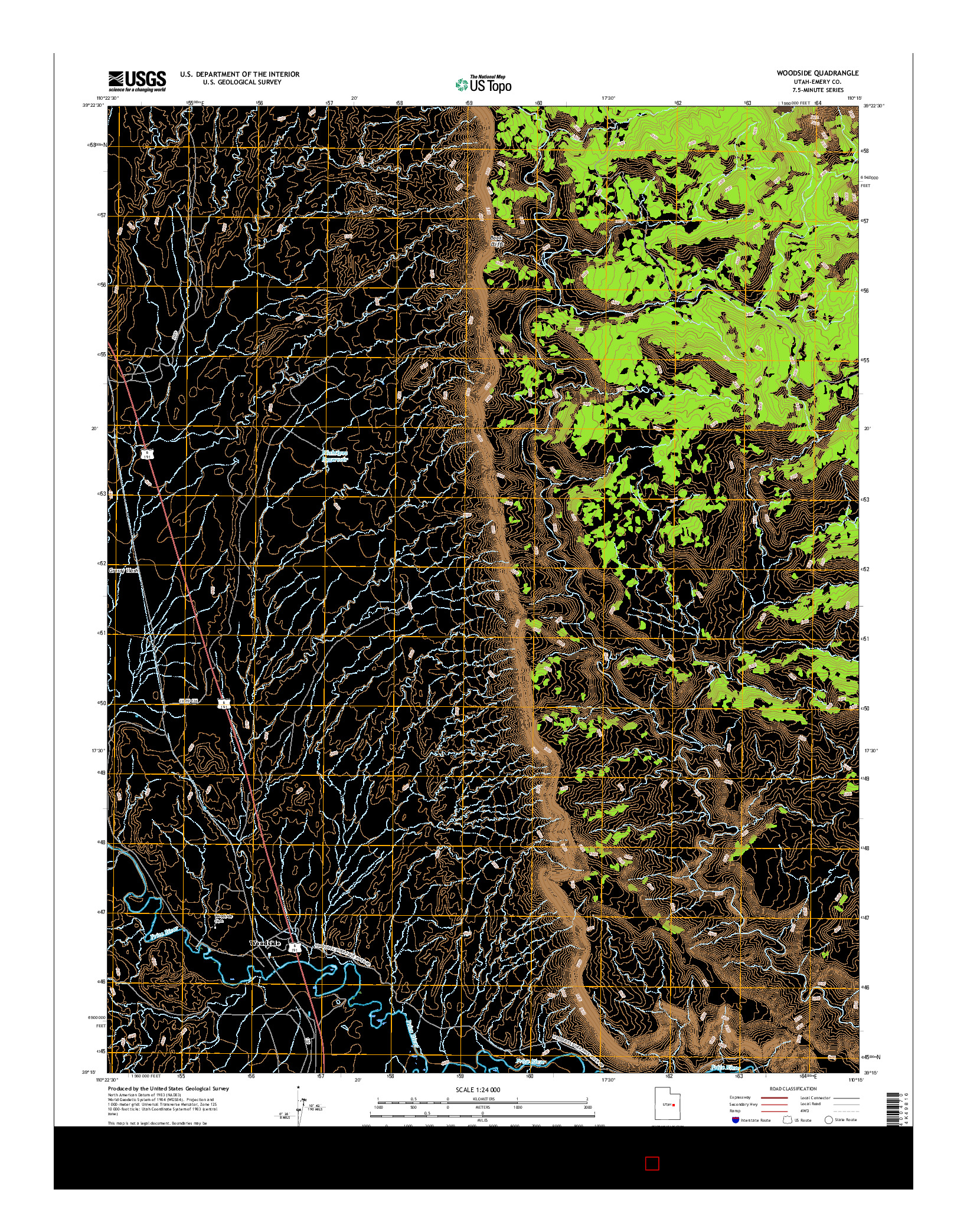 USGS US TOPO 7.5-MINUTE MAP FOR WOODSIDE, UT 2017