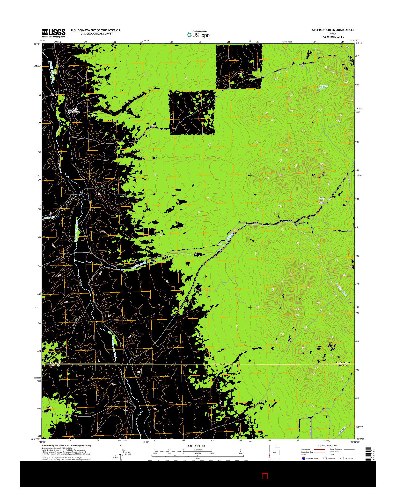 USGS US TOPO 7.5-MINUTE MAP FOR ATCHISON CREEK, UT 2017
