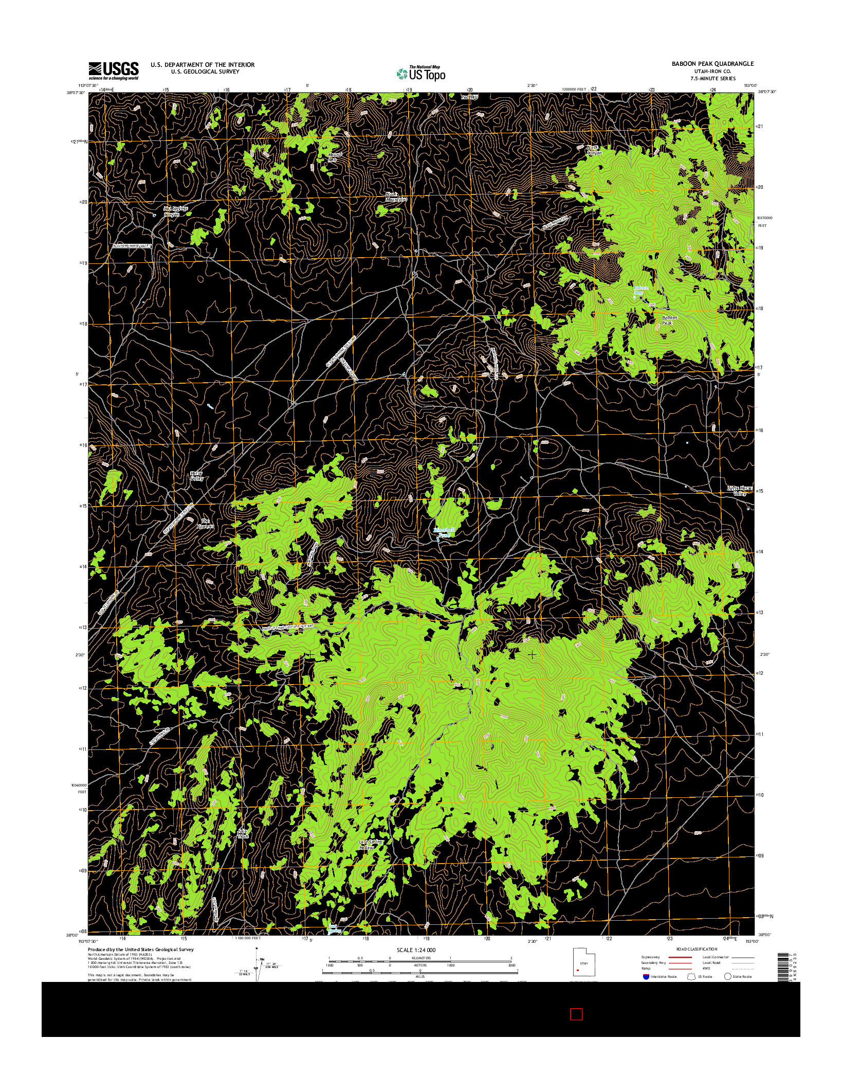 USGS US TOPO 7.5-MINUTE MAP FOR BABOON PEAK, UT 2017