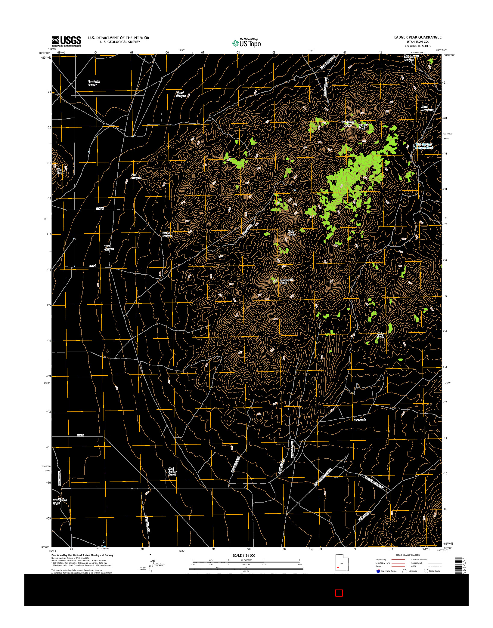 USGS US TOPO 7.5-MINUTE MAP FOR BADGER PEAK, UT 2017