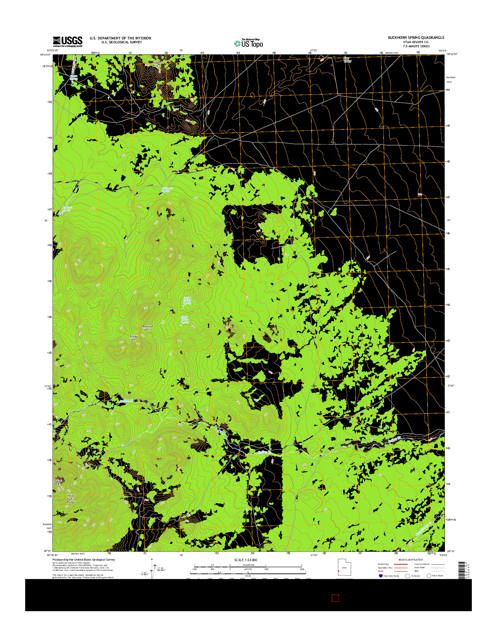 USGS US TOPO 7.5-MINUTE MAP FOR BUCKHORN SPRING, UT 2017