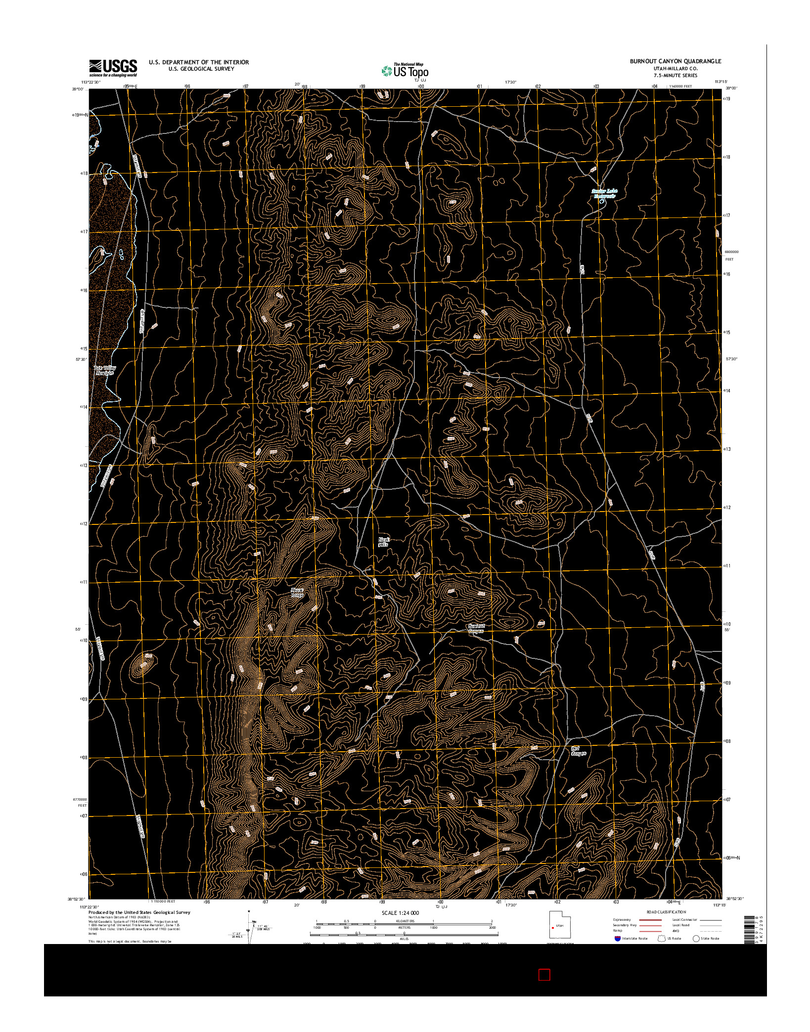 USGS US TOPO 7.5-MINUTE MAP FOR BURNOUT CANYON, UT 2017