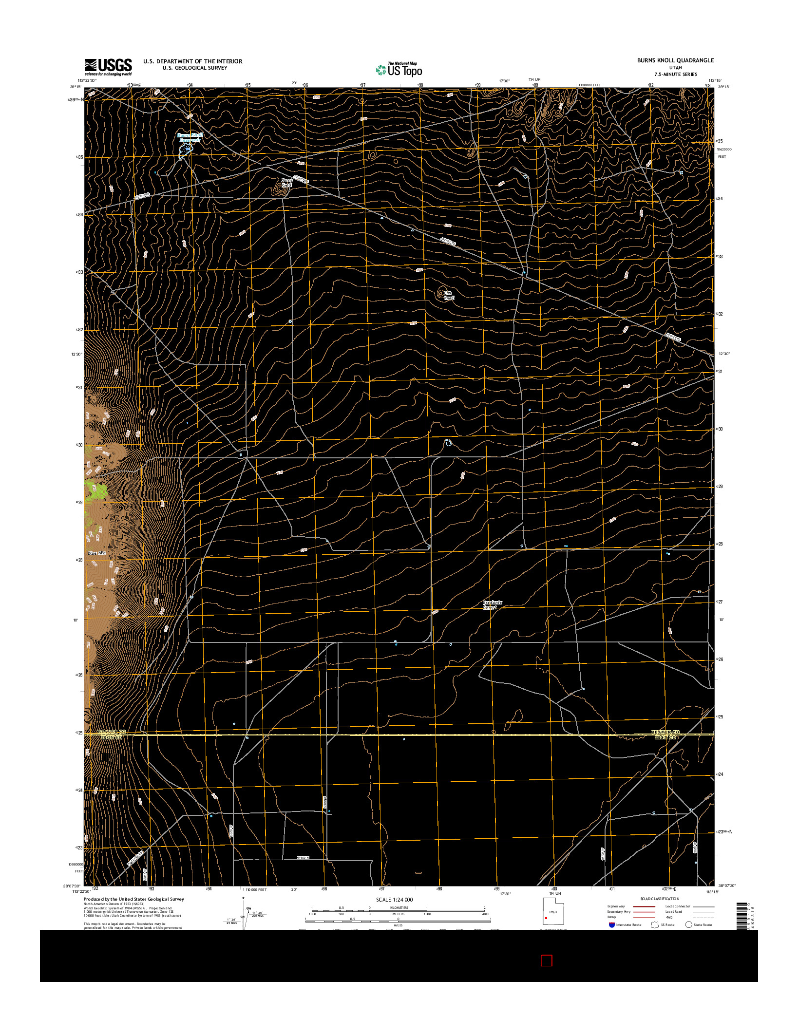 USGS US TOPO 7.5-MINUTE MAP FOR BURNS KNOLL, UT 2017